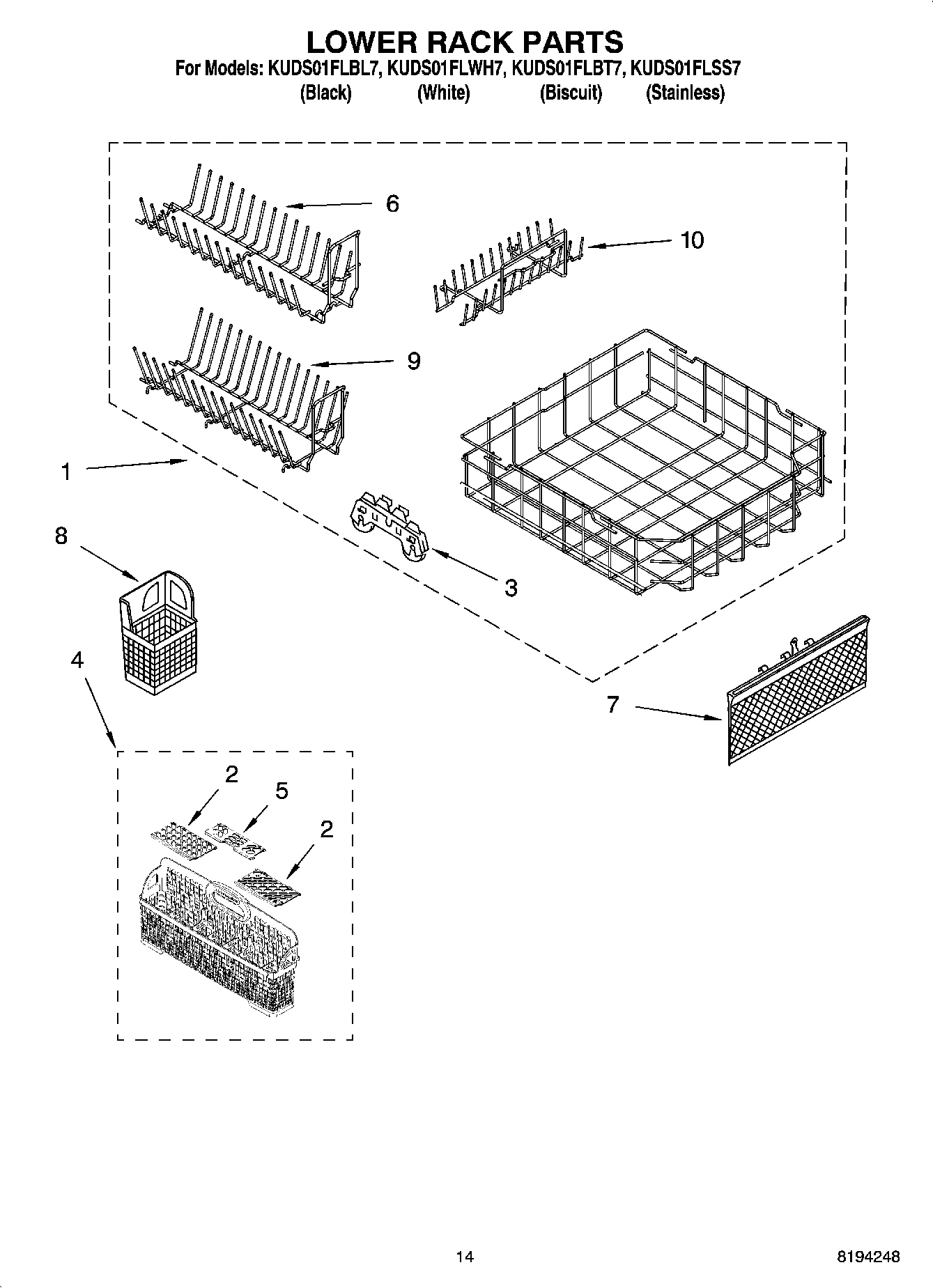 11 - LOWER RACK PARTS, OPTIONAL PARTS (NOT INCLUDED)
