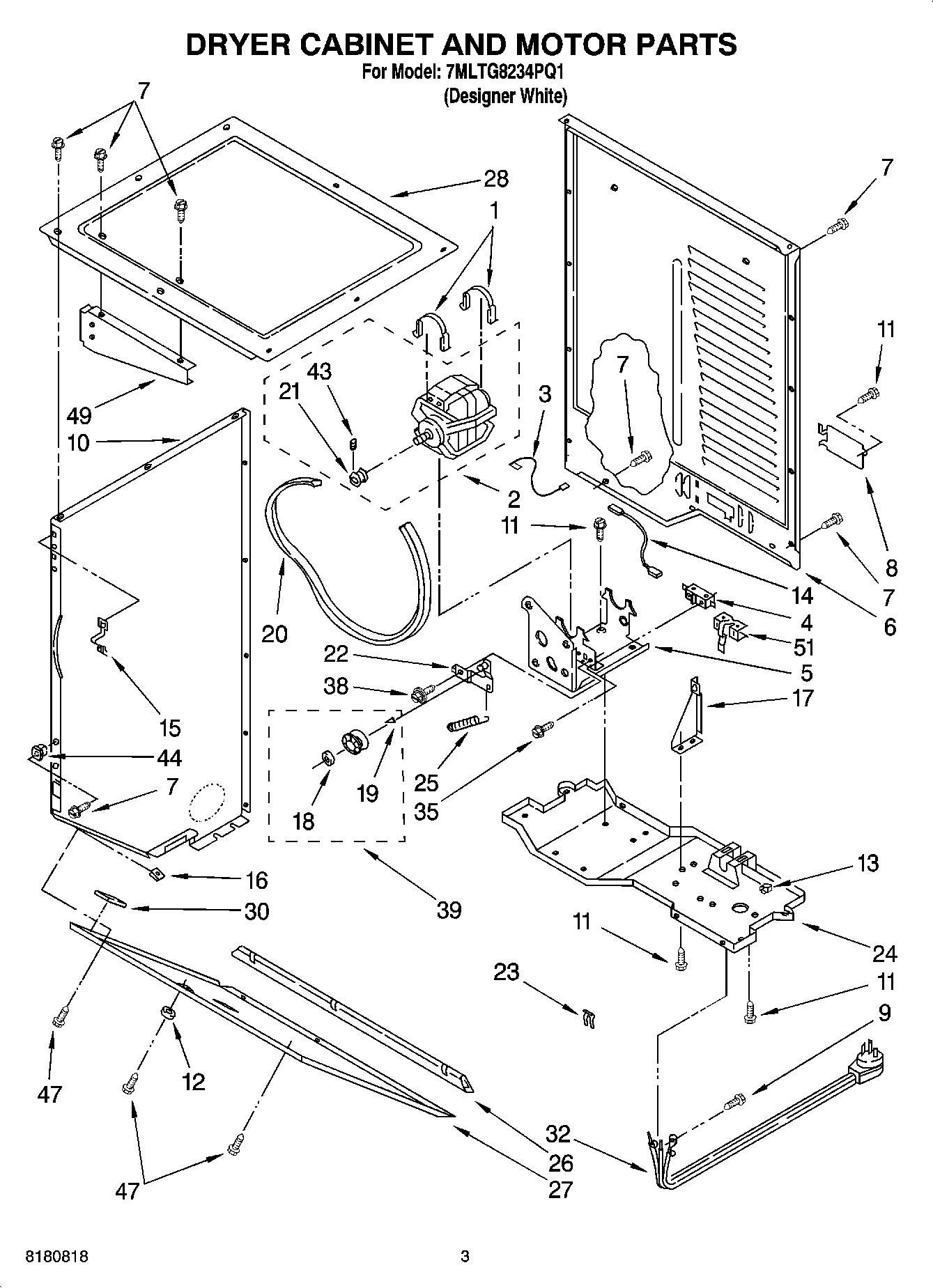 03 - DRYER CABINET AND MOTOR PARTS