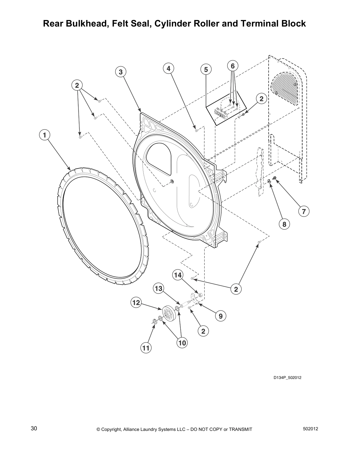 Rear Bulkhead, Felt Seal, Cylinder Roller and Terminal Block