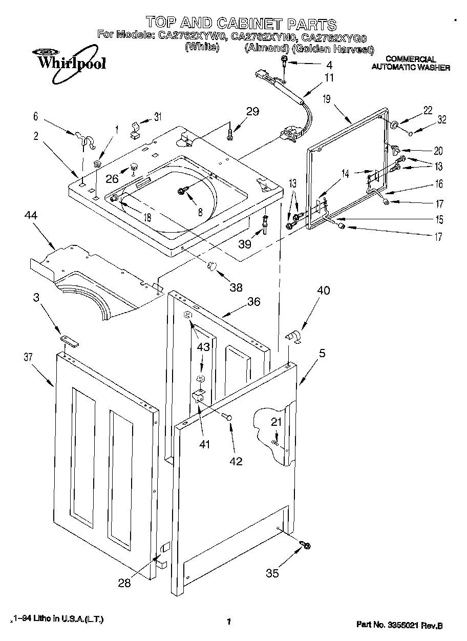 01 - TOP AND CABINET, LIT/OPTIONAL