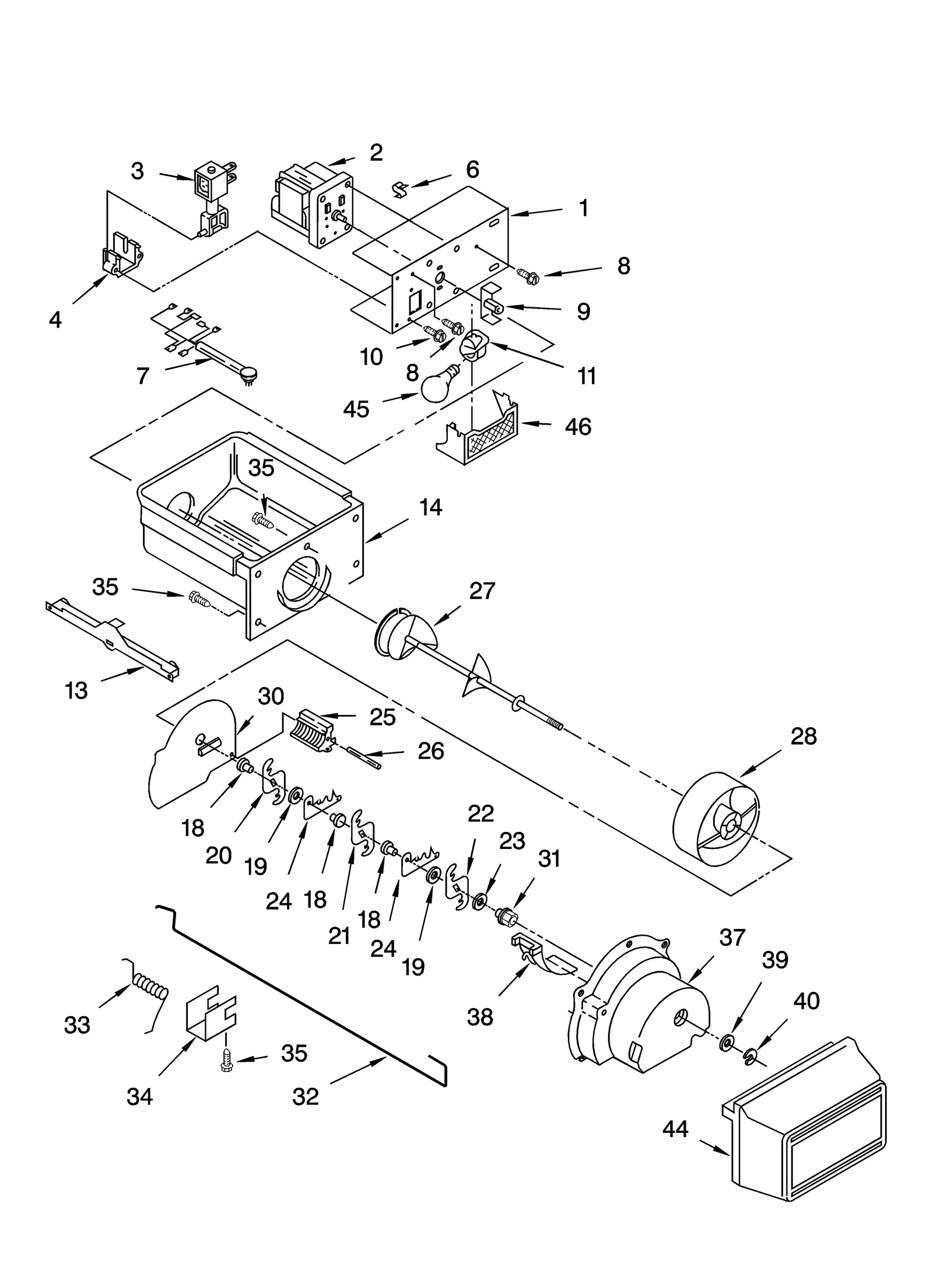 MOTOR AND ICE CONTAINER PARTS