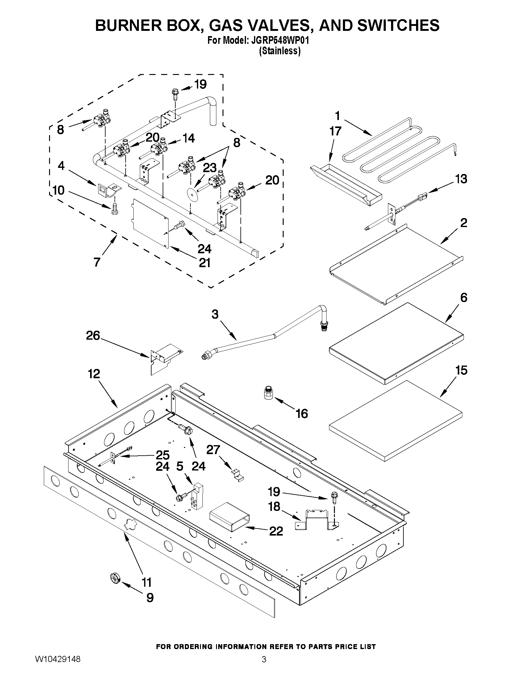 02 - BURNER BOX, GAS VALVES, AND SWITCHES