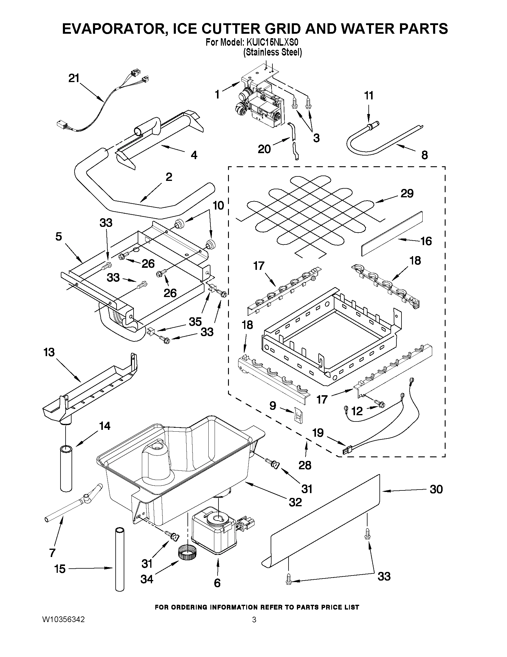 02 - EVAPORATOR, ICE CUTTER GRID AND WATER PARTS