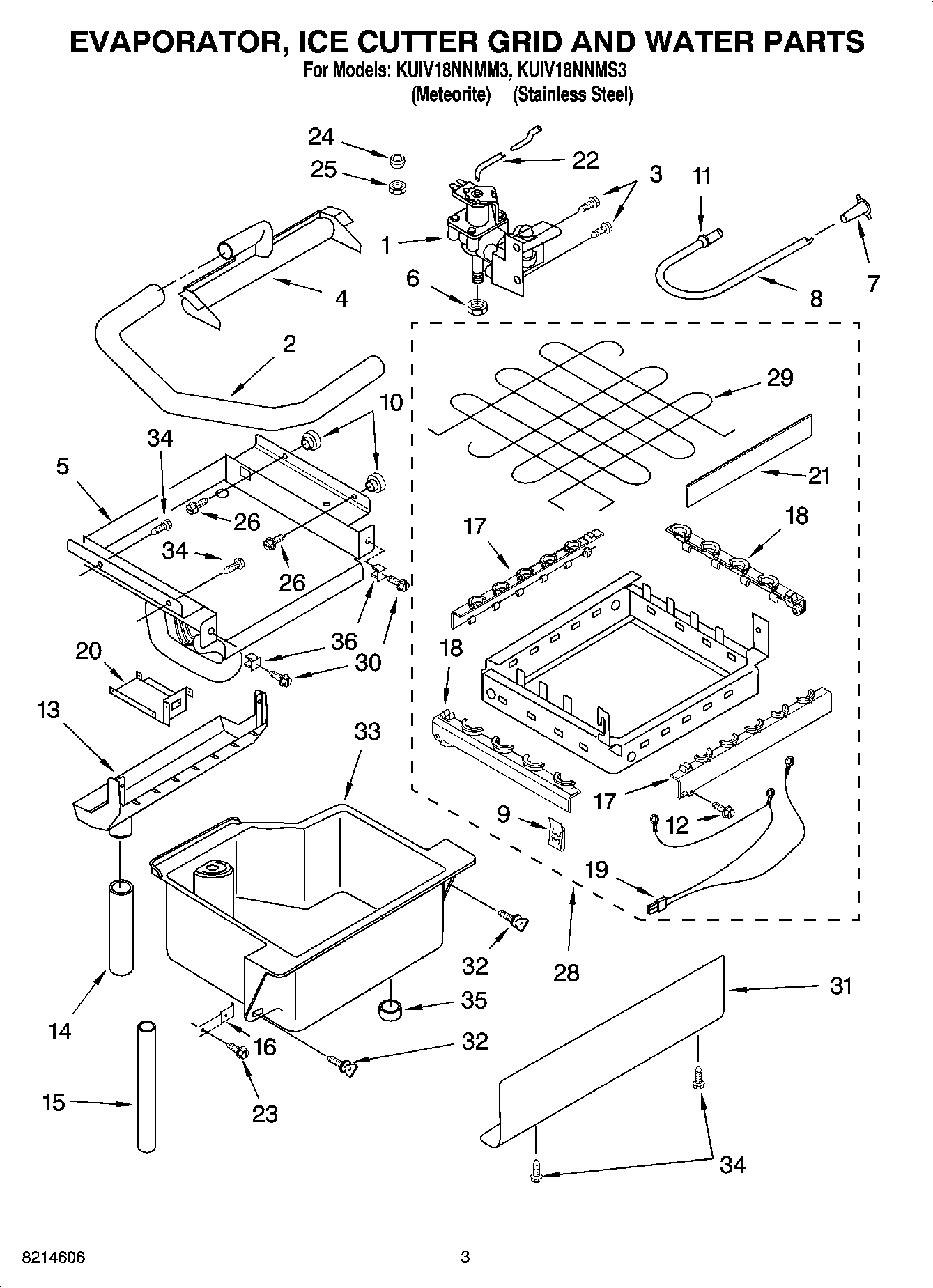 02 - EVAPORATOR, ICE CUTTER GRID AND WATER PARTS