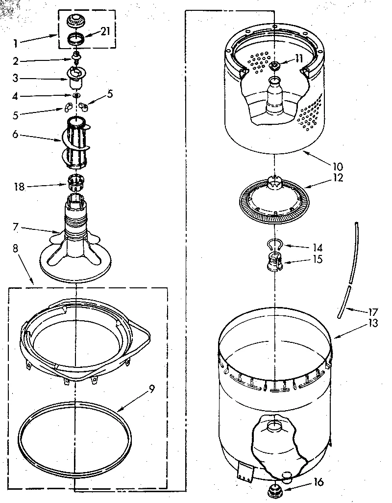 AGITATOR, BASKET AND TUB PARTS