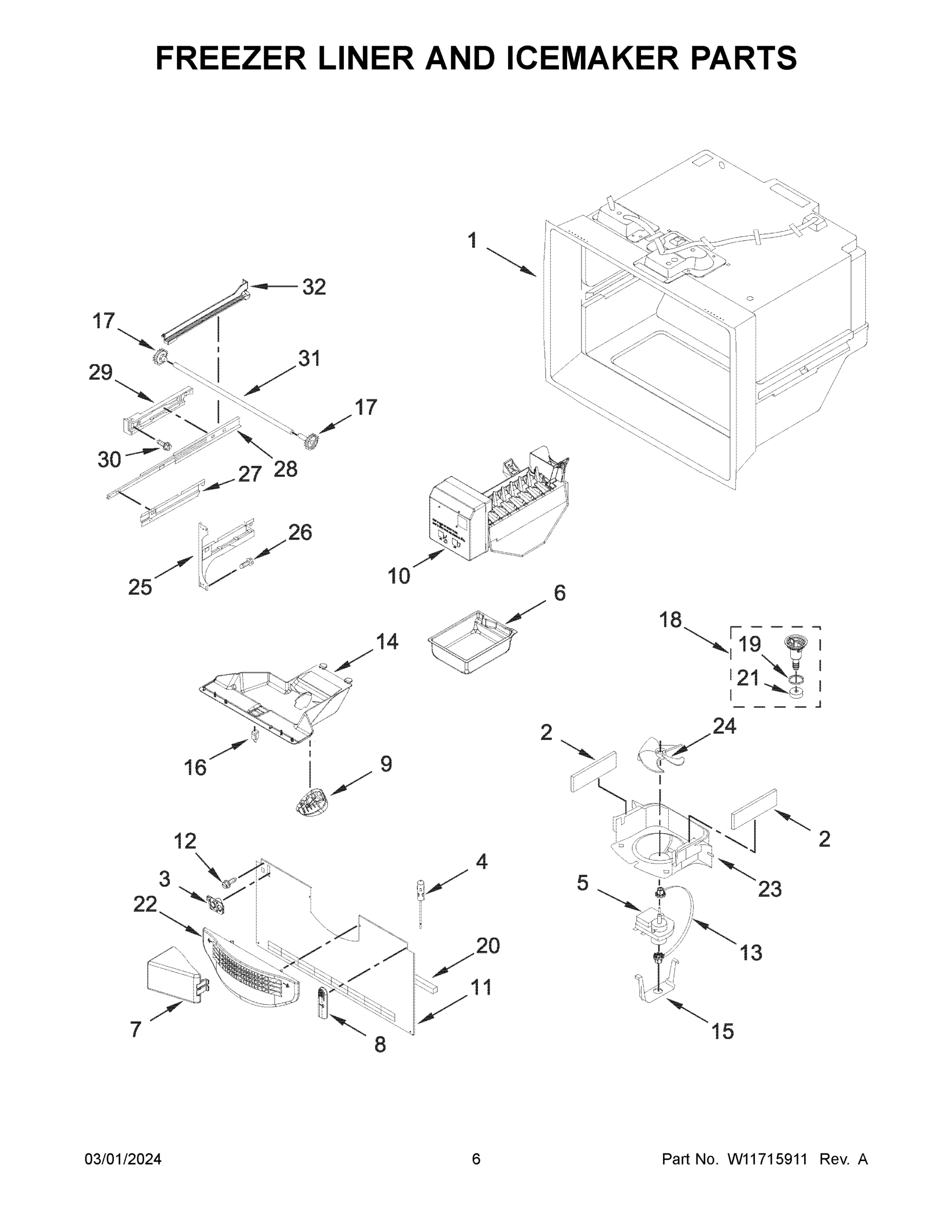 04 - FREEZER LINER AND ICEMAKER PARTS