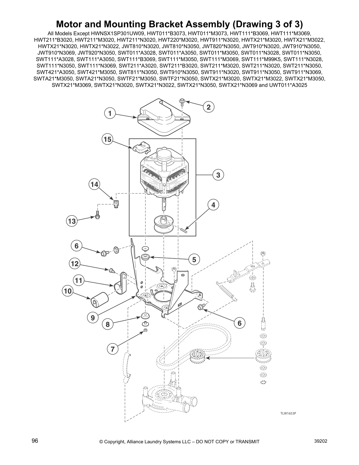 Motor and Mounting Bracket Assembly (Drawing 3 of 3)