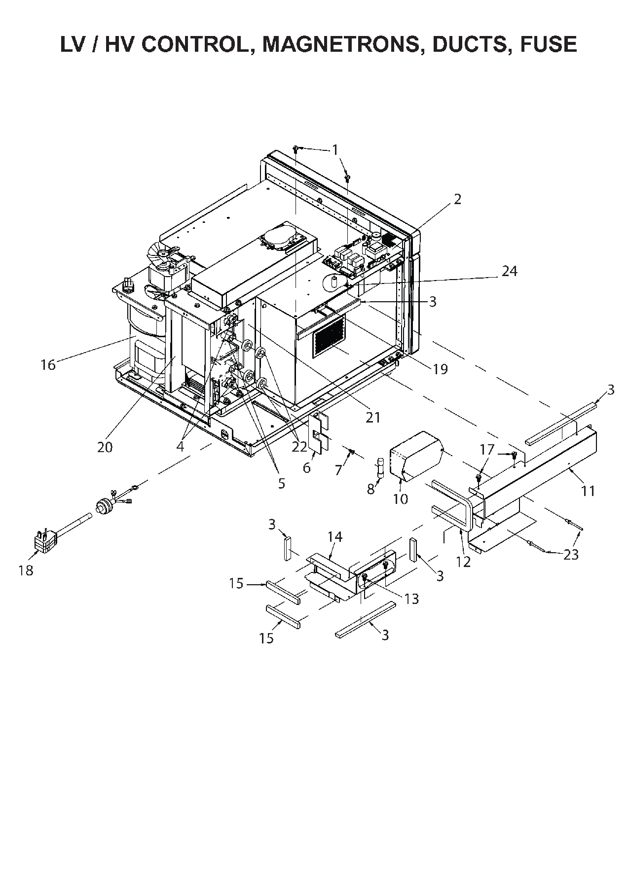 LV / HV CONTROL, MAGNETRONS, DUCTS, FUSE