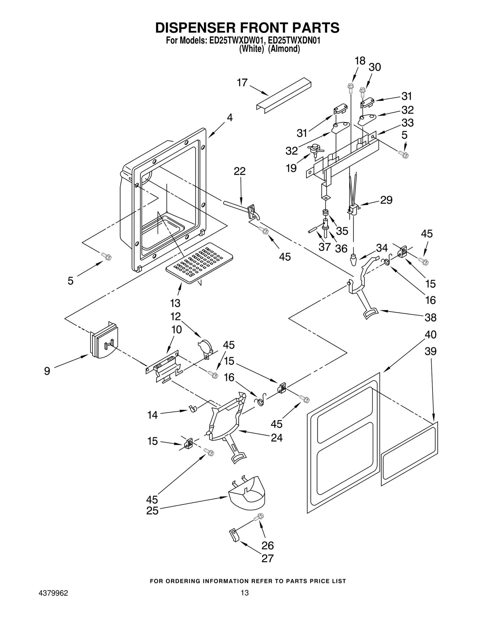 DISPENSER FRONT PARTS