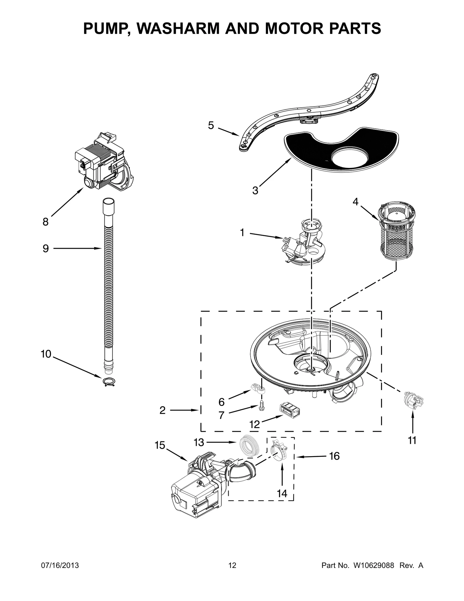 PUMP, WASHARM AND MOTOR PARTS