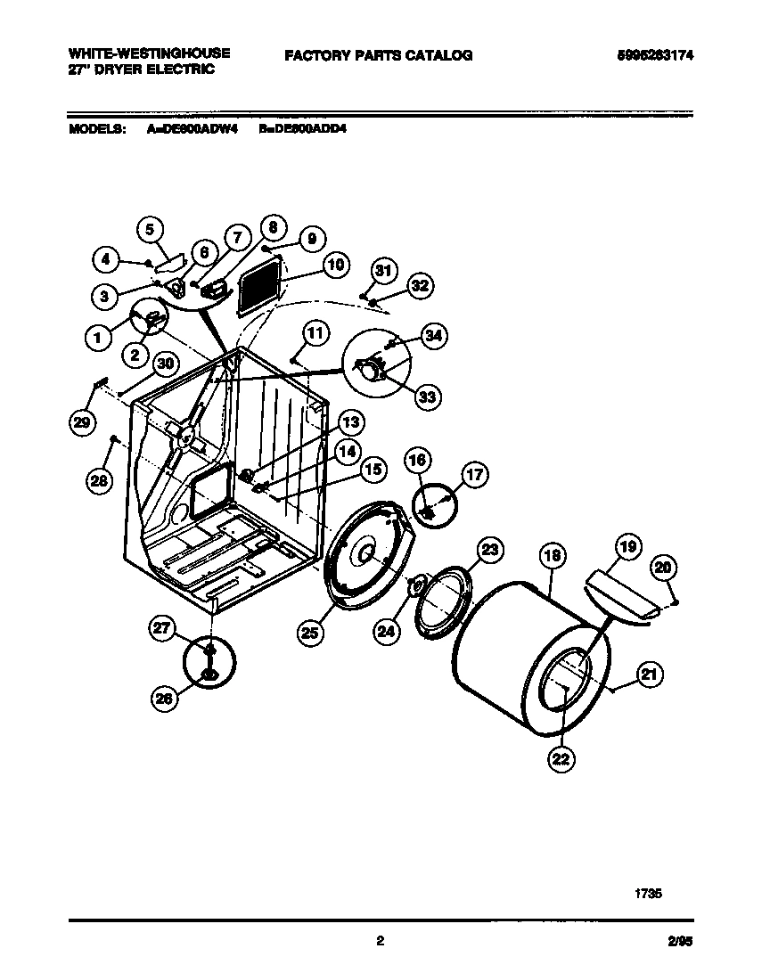 02 - CABINET, DRUM, HEATER ASSEMBLY