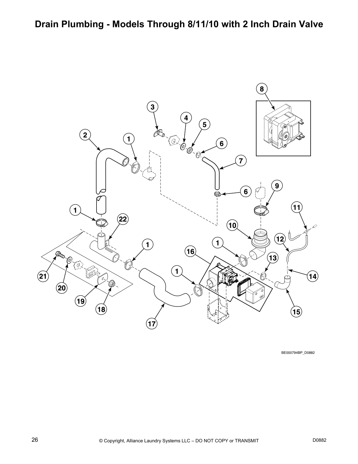 Drain Plumbing - Models Through 8/11/10 with 2 Inch Drain Valve