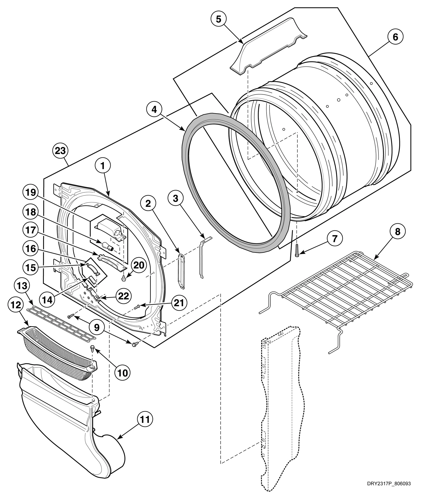 Front Bulkhead, Air Duct, Felt Seal and Cylinder