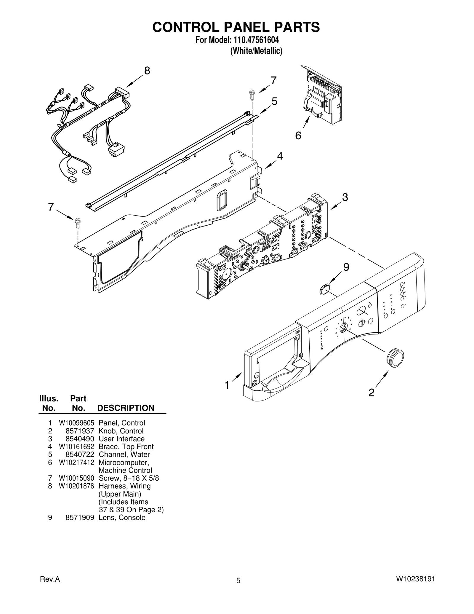 CONTROL PANEL PARTS