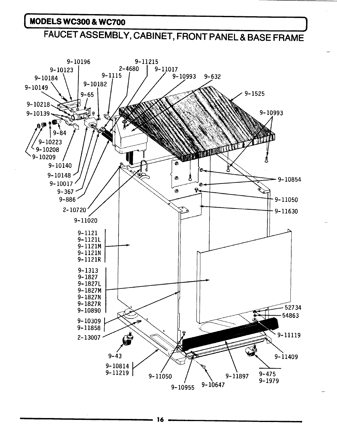 10 - FAUCET ASSY, CABINET, FRONT PANEL & BASE