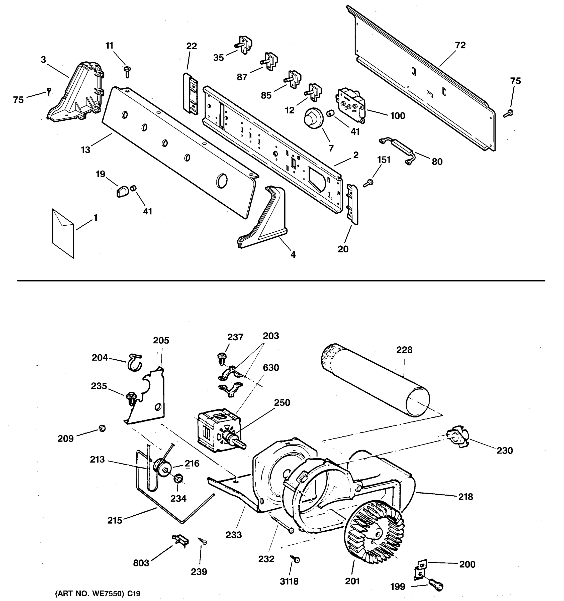 BACKSPLASH, BLOWER & MOTOR ASSEMBLY