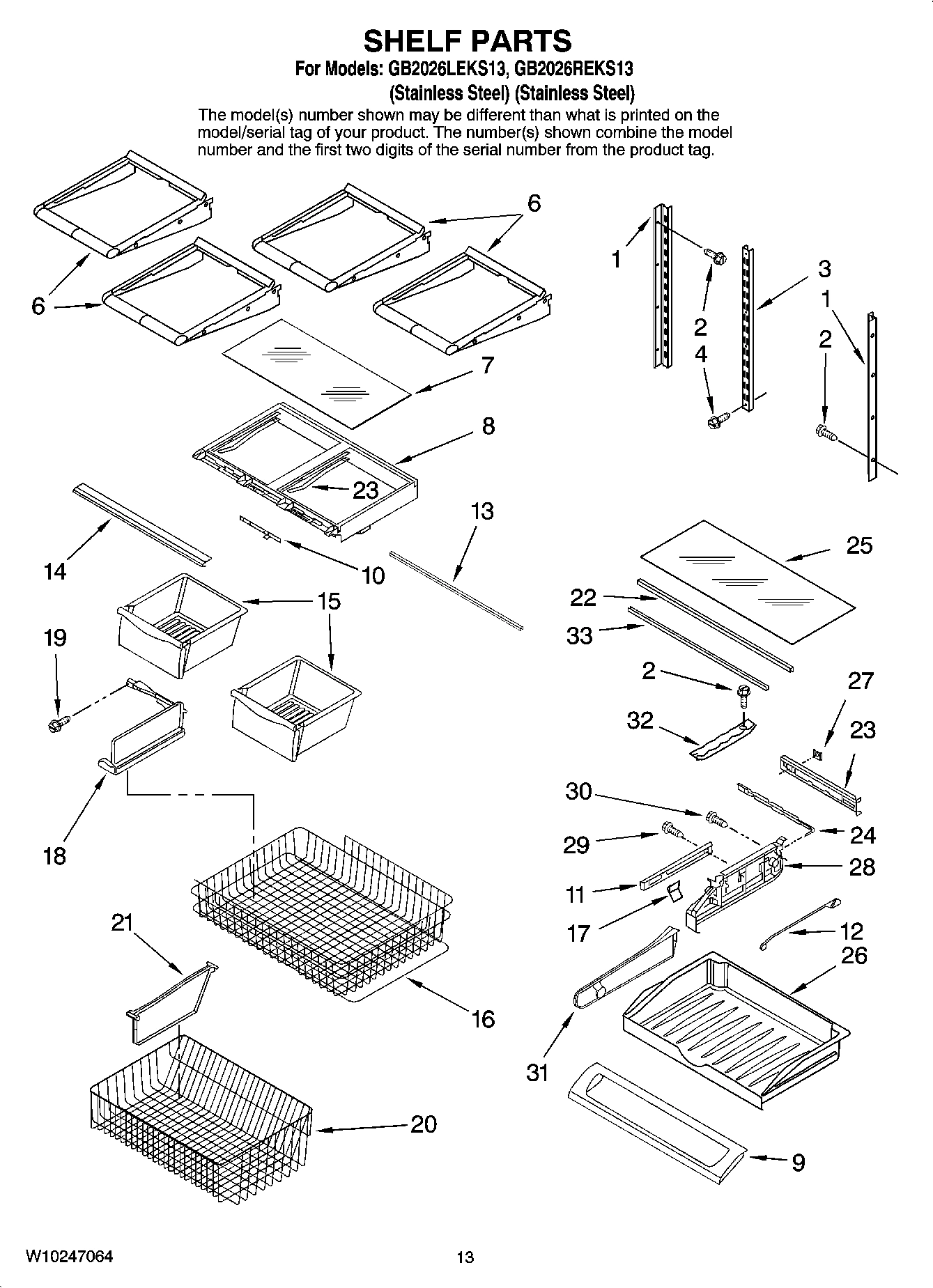 07 - SHELF PARTS, OPTIONAL PARTS (NOT INCLUDED)