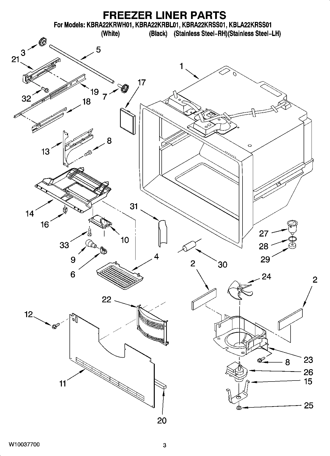 02 - FREEZER LINER PARTS