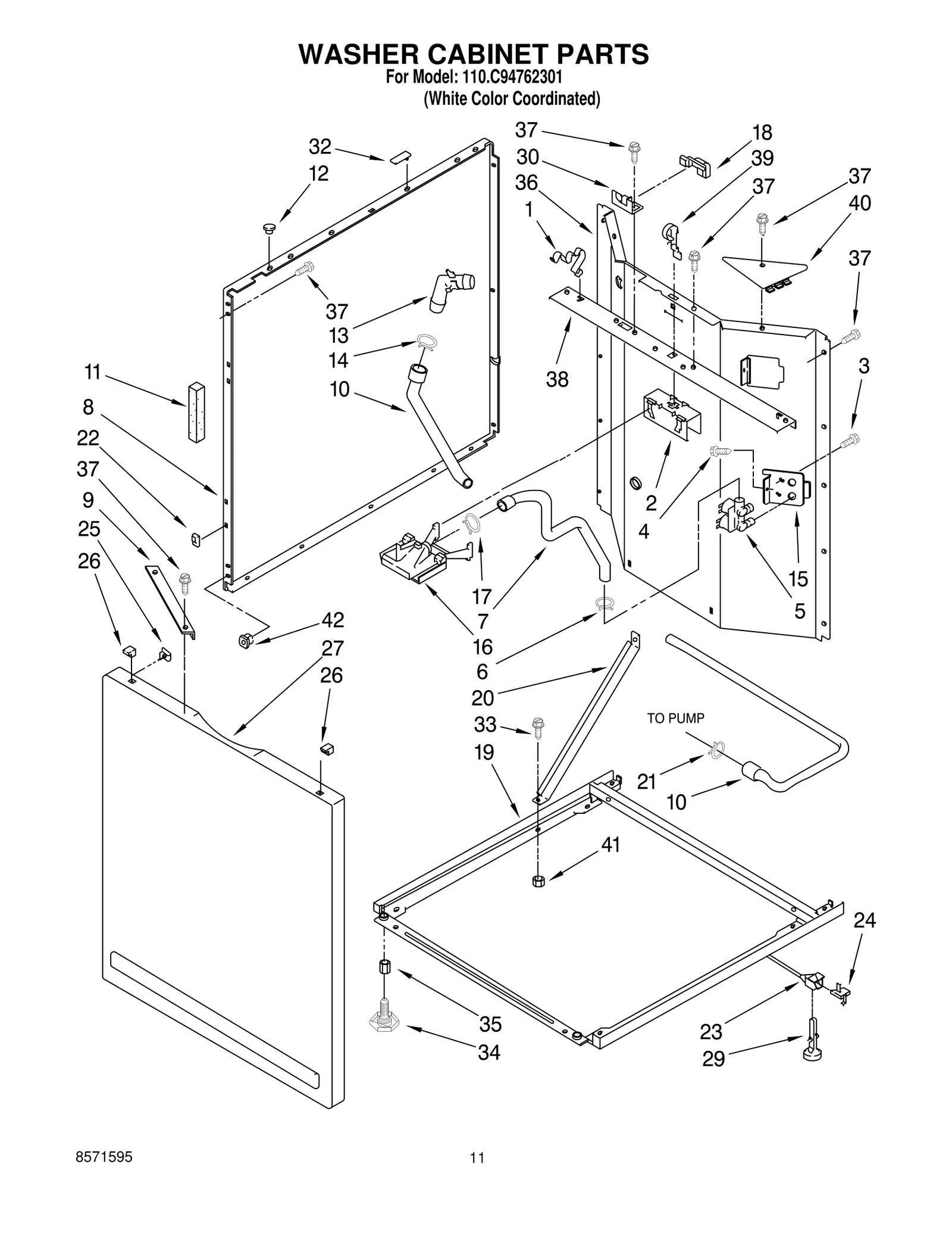 WASHER CABINET PARTS