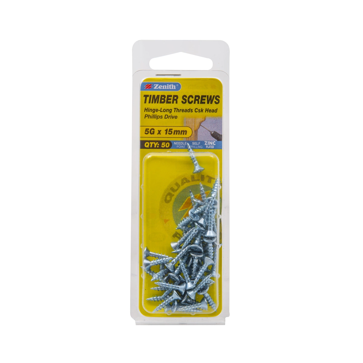 ZENITH® 5G x 16mm Zinc Plated, Phillips Drive, Timber Screws – Internal Use – 50 Pack