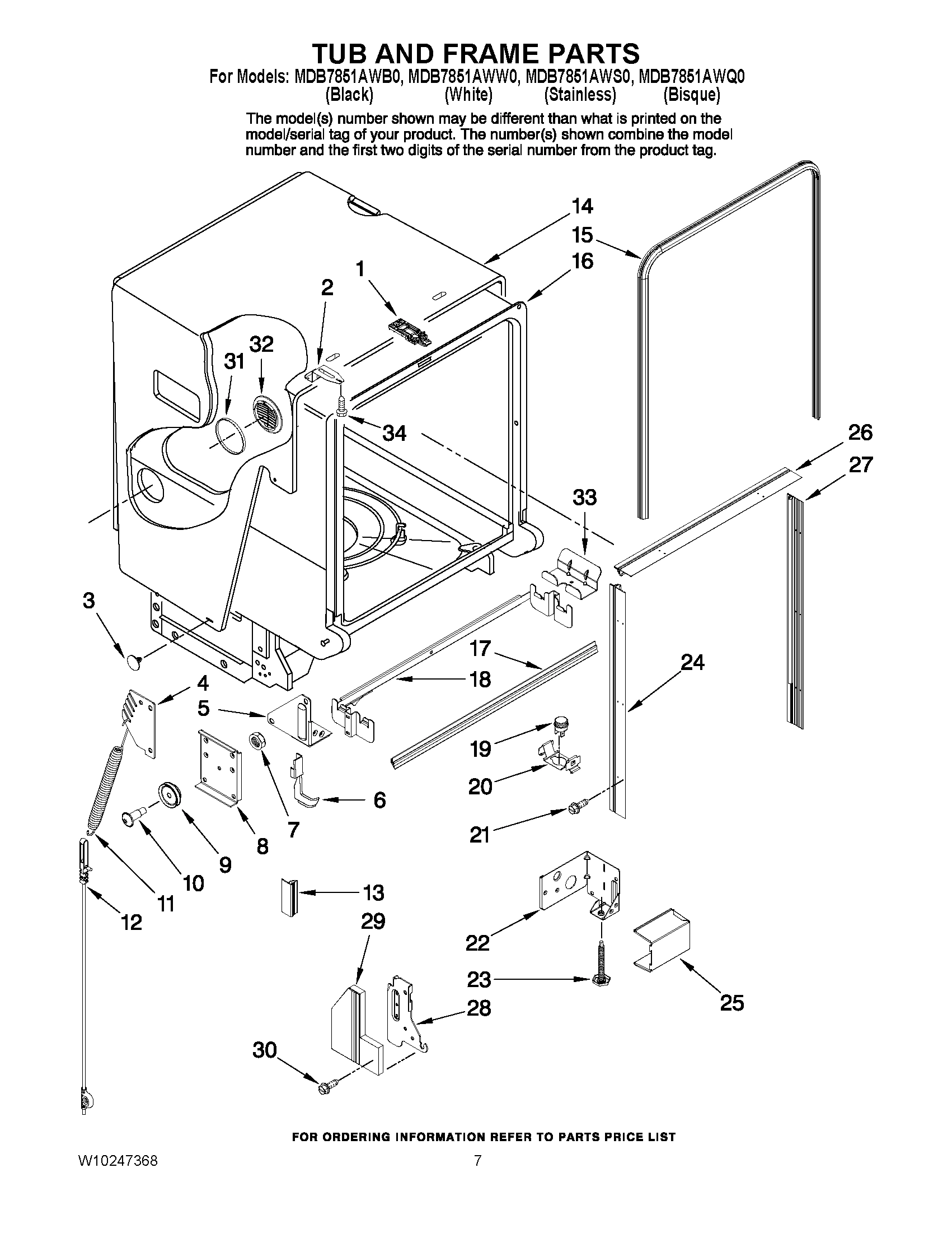 07 - TUB AND FRAME PARTS