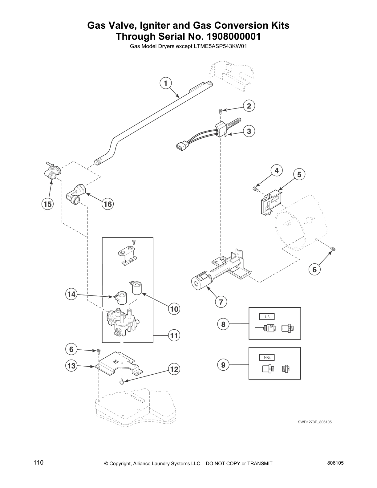 Gas Valve, Igniter and Gas Conversion Kits
Through Serial No. 1908000001