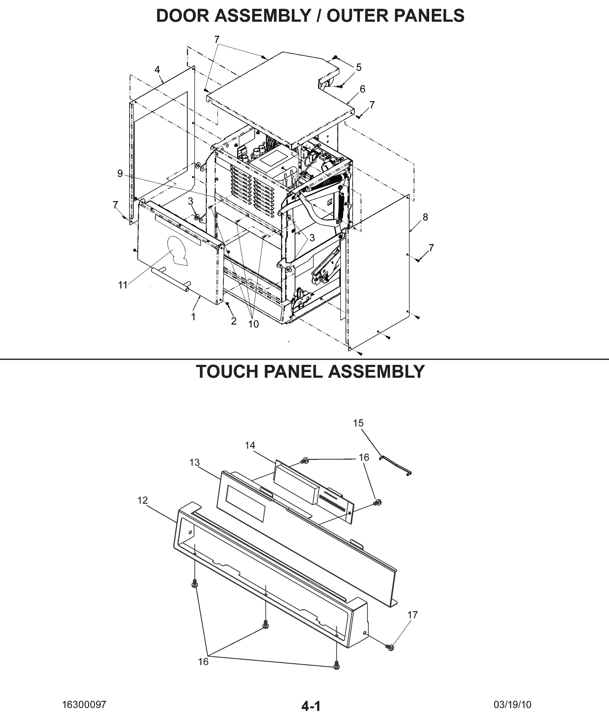 DOOR ASSEMBLY / OUTER PANELS / TOUCH PANEL ASSEMBLY