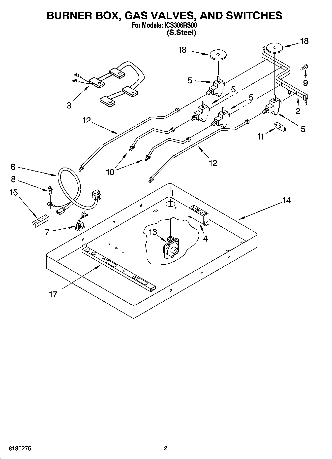 02 - BURNER BOX, GAS VALVES, AND SWITCHES