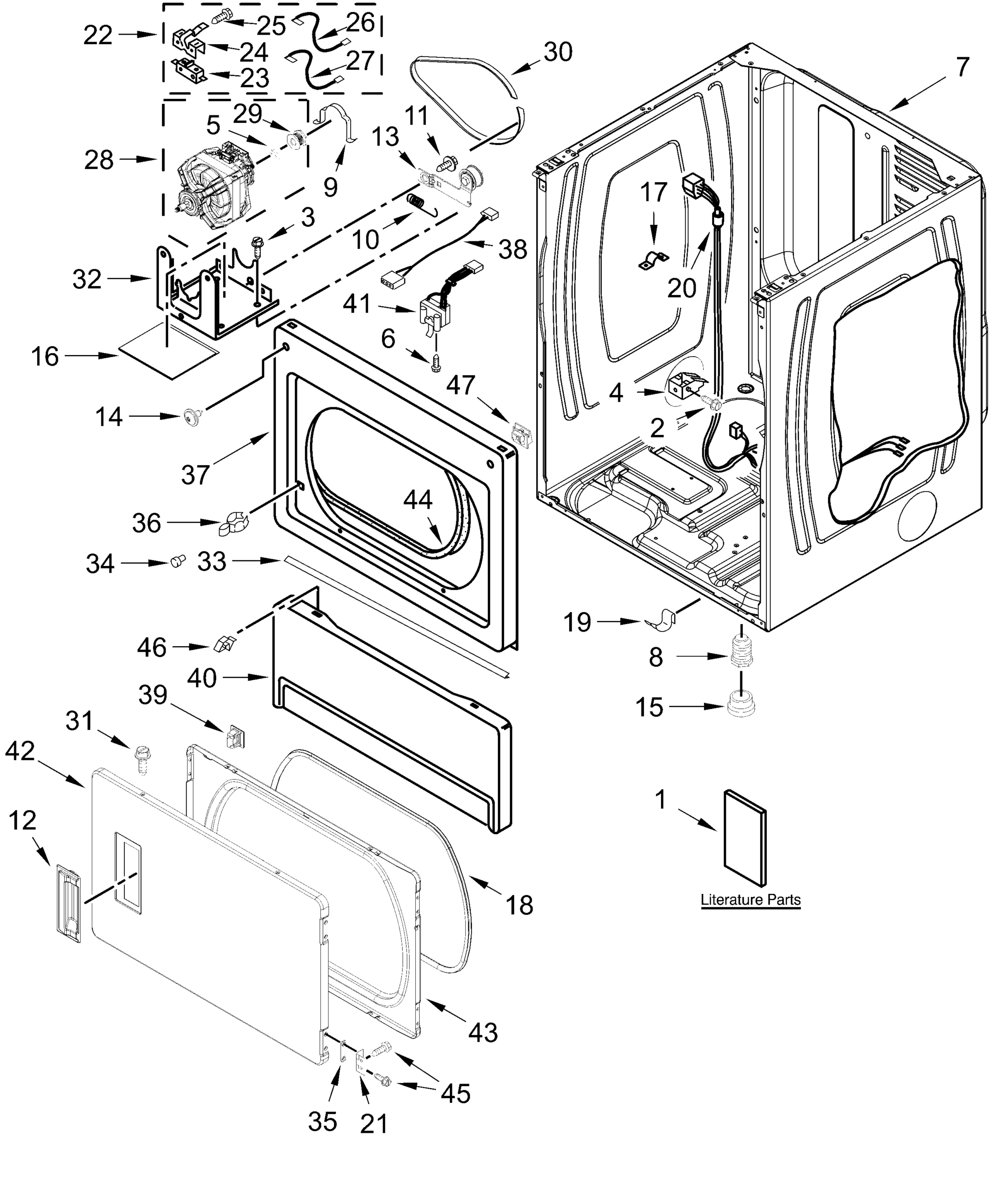 LOWER CABINET AND FRONT PANEL PARTS