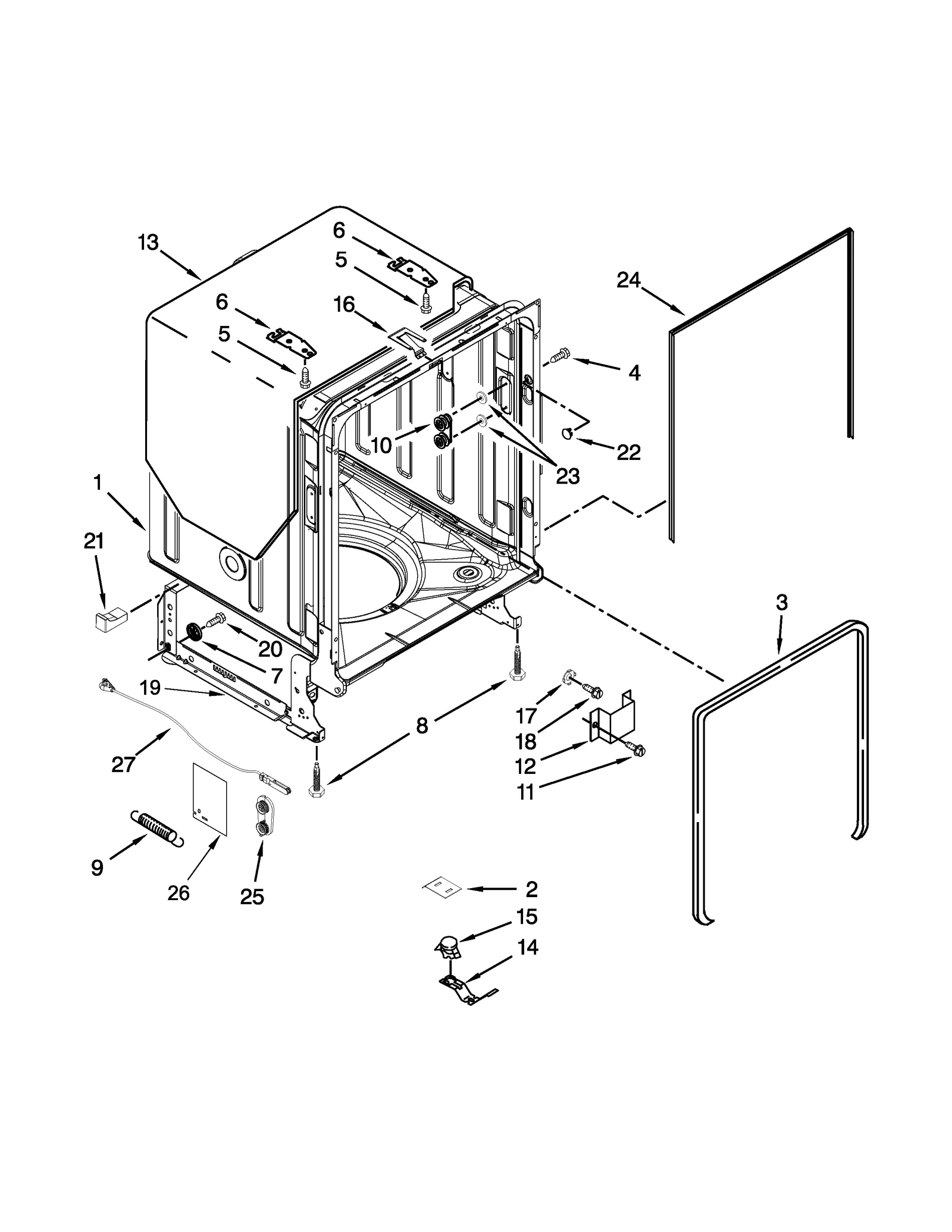 TUB AND FRAME PARTS