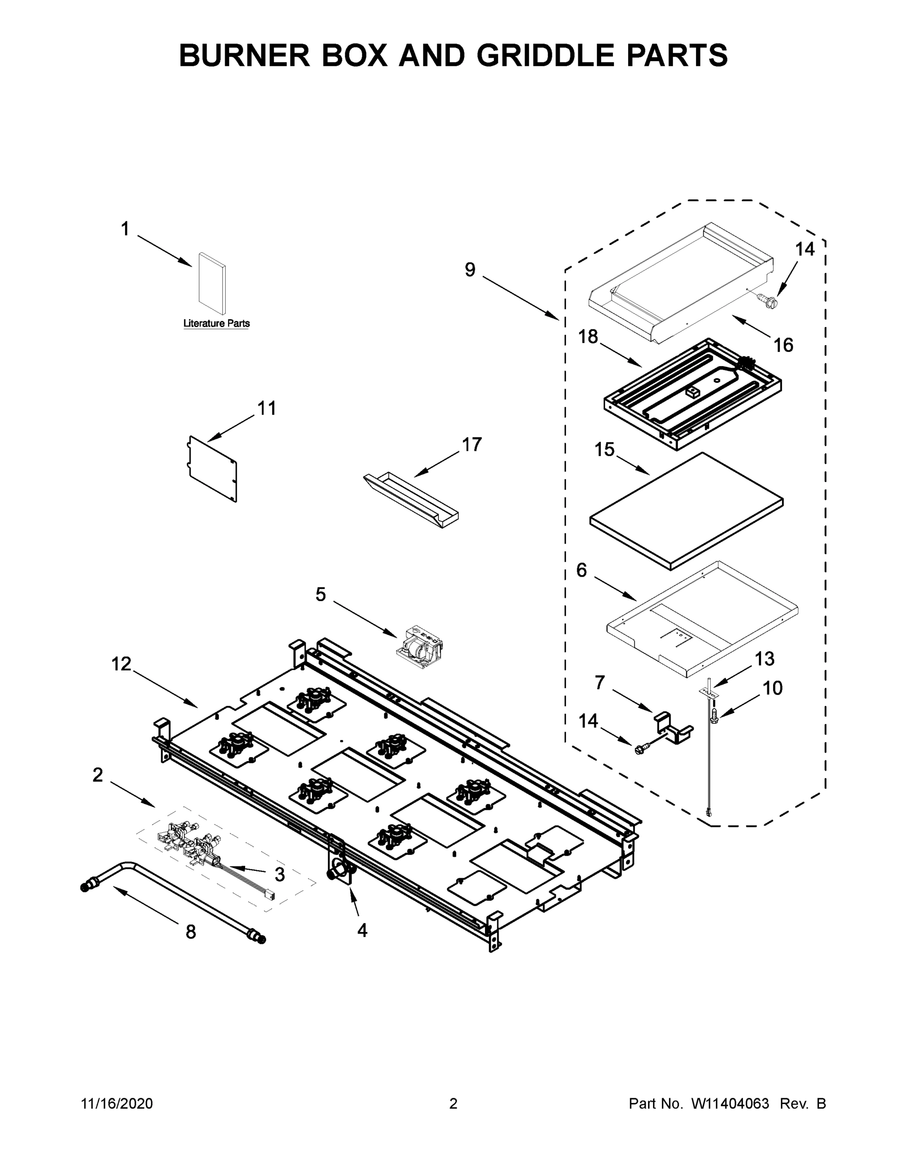02 - BURNER BOX AND GRIDDLE PARTS