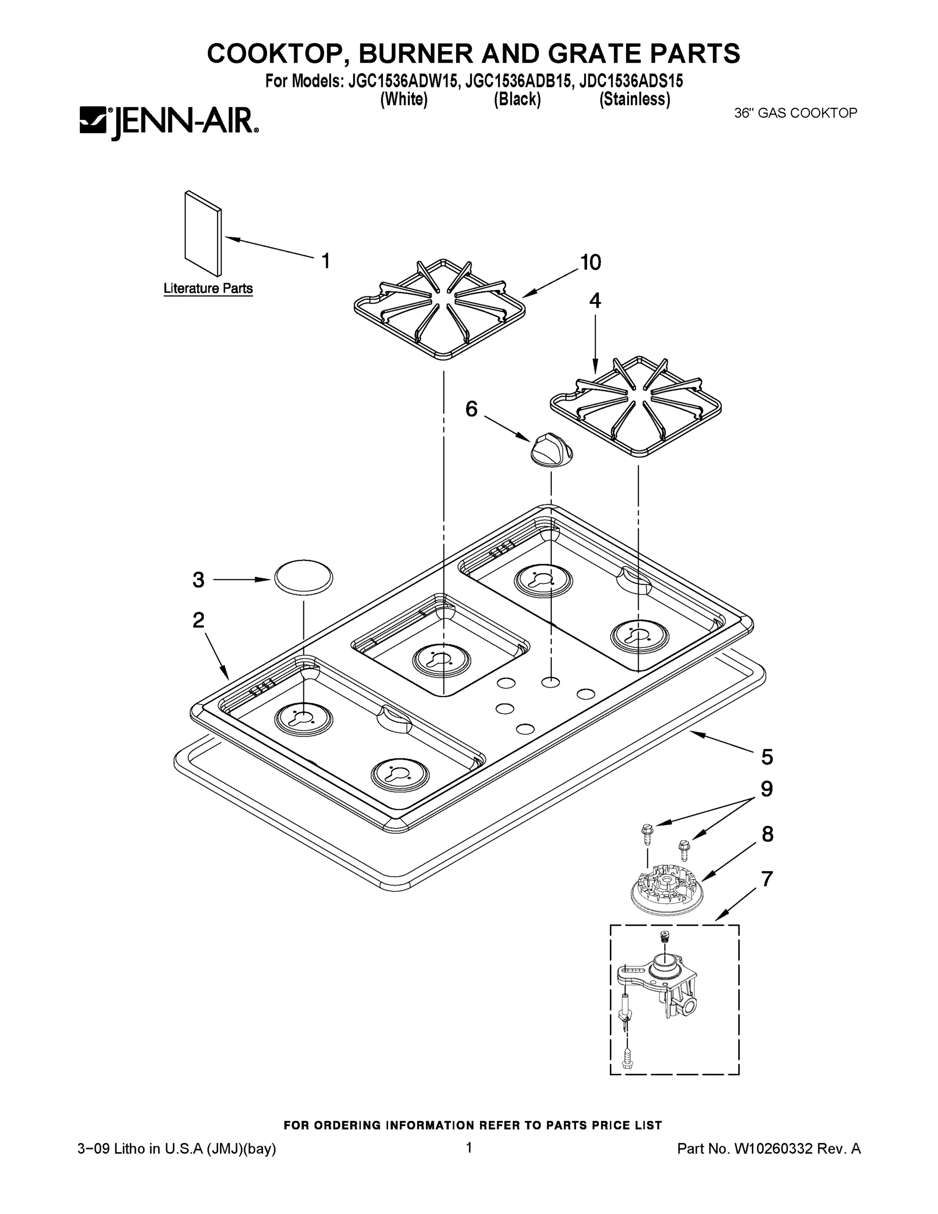 01 - COOKTOP, BURNER AND GRATE PARTS