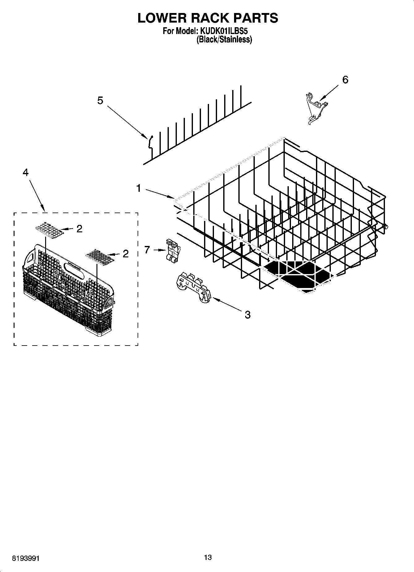 11 - LOWER RACK PARTS, OPTIONAL PARTS (NOT INCLUDED)