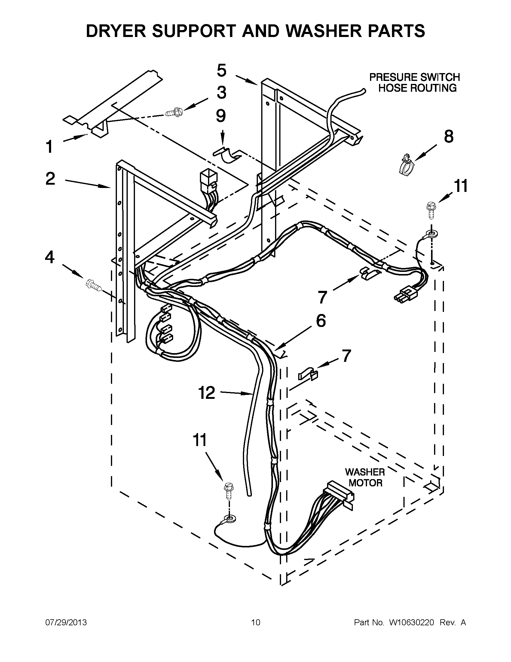 05 - DRYER SUPPORT AND WASHER PARTS