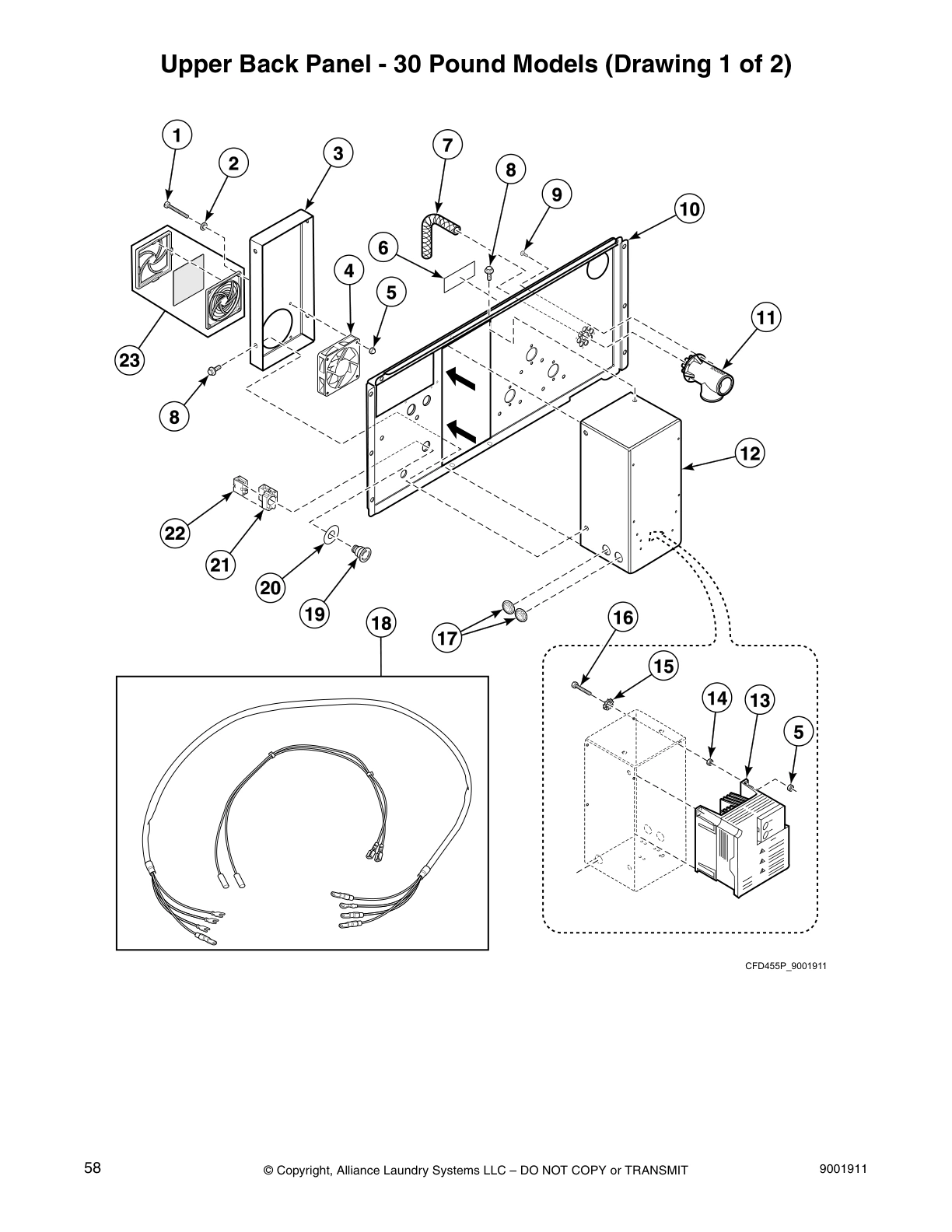 Upper Back Panel - 30 Pound Models (Drawing 1 of 2)
