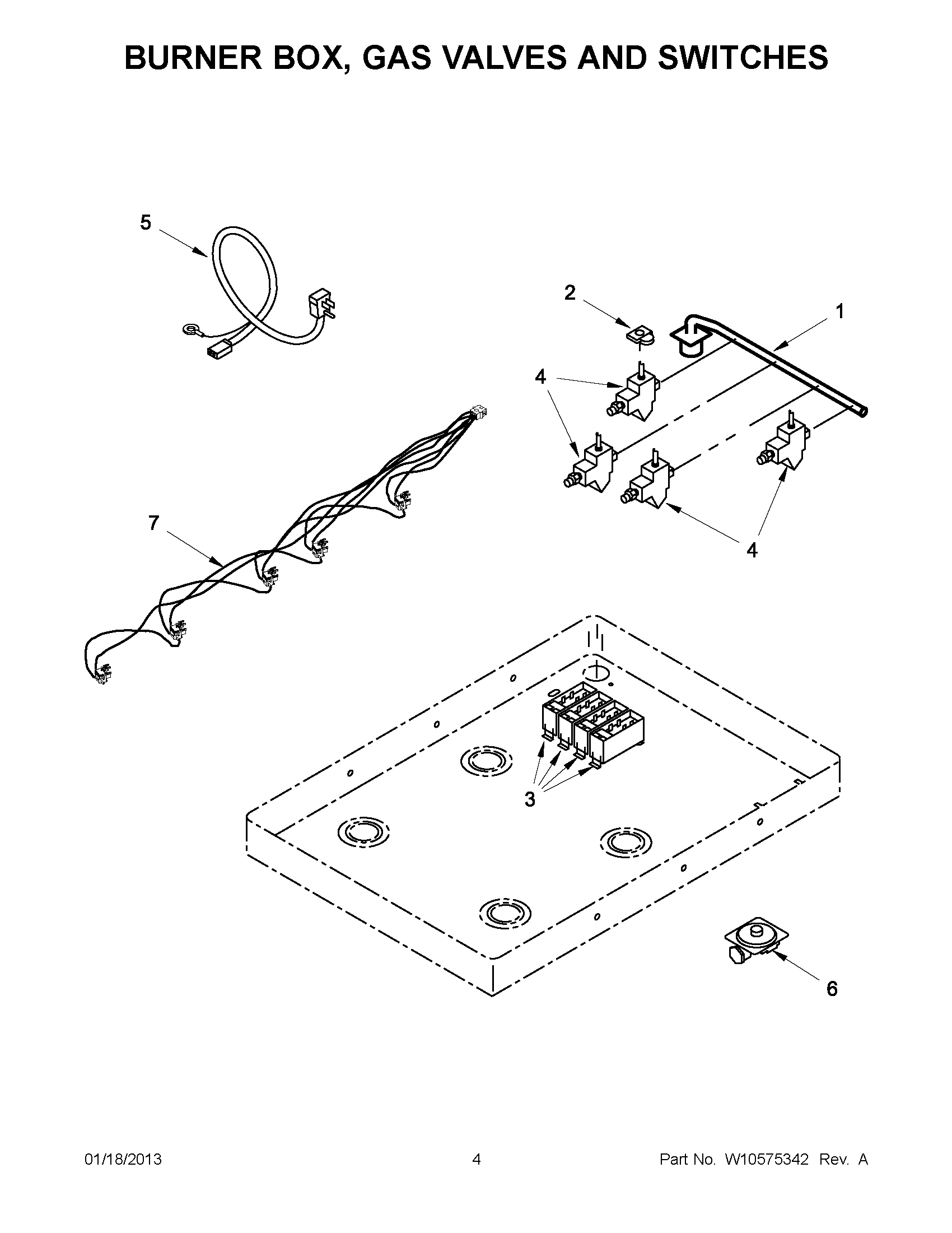 02 - BURNER BOX, GAS VALVES AND SWITCHES
