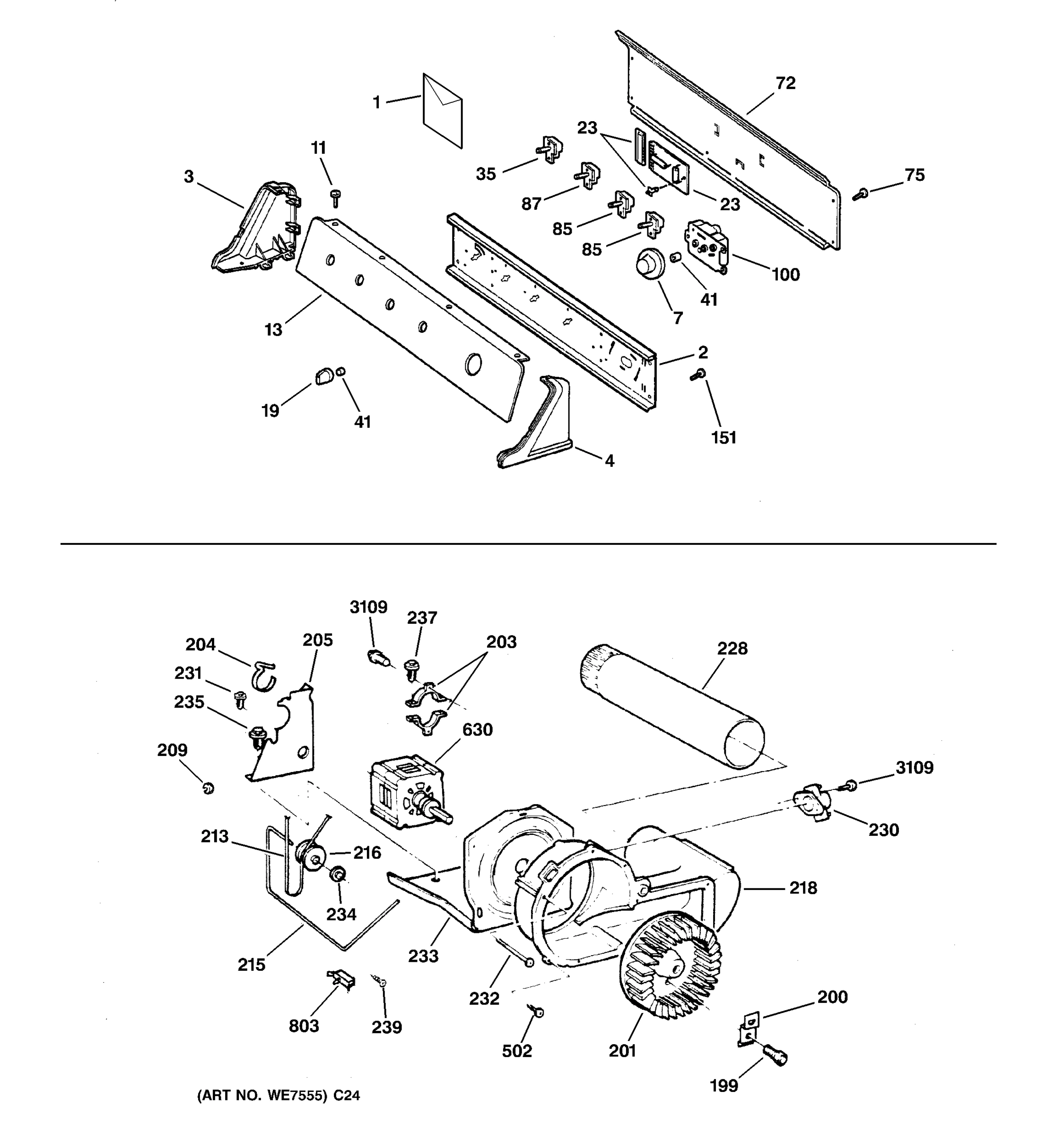 BACKSPLASH, BLOWER & MOTOR ASSEMBLY
