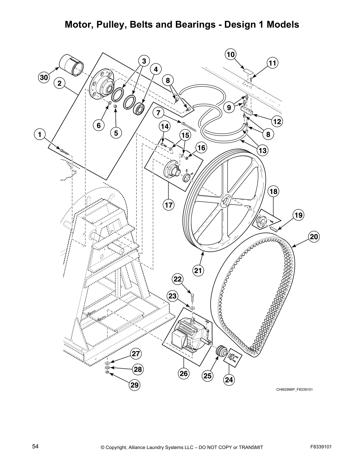 Motor, Pulley, Belts and Bearings - Design 1 Models