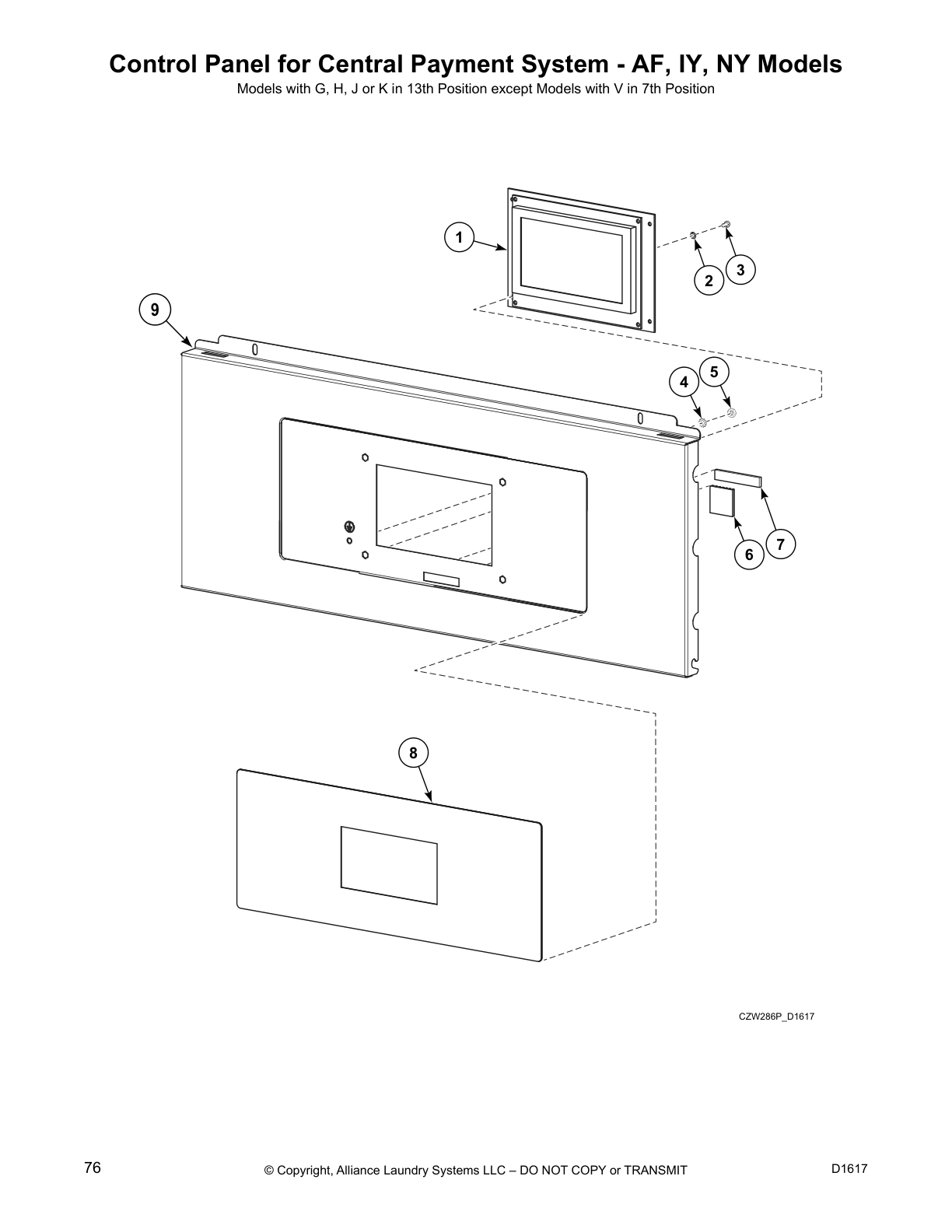 Control Panel for Central Payment System - AF, IY, NY Models
