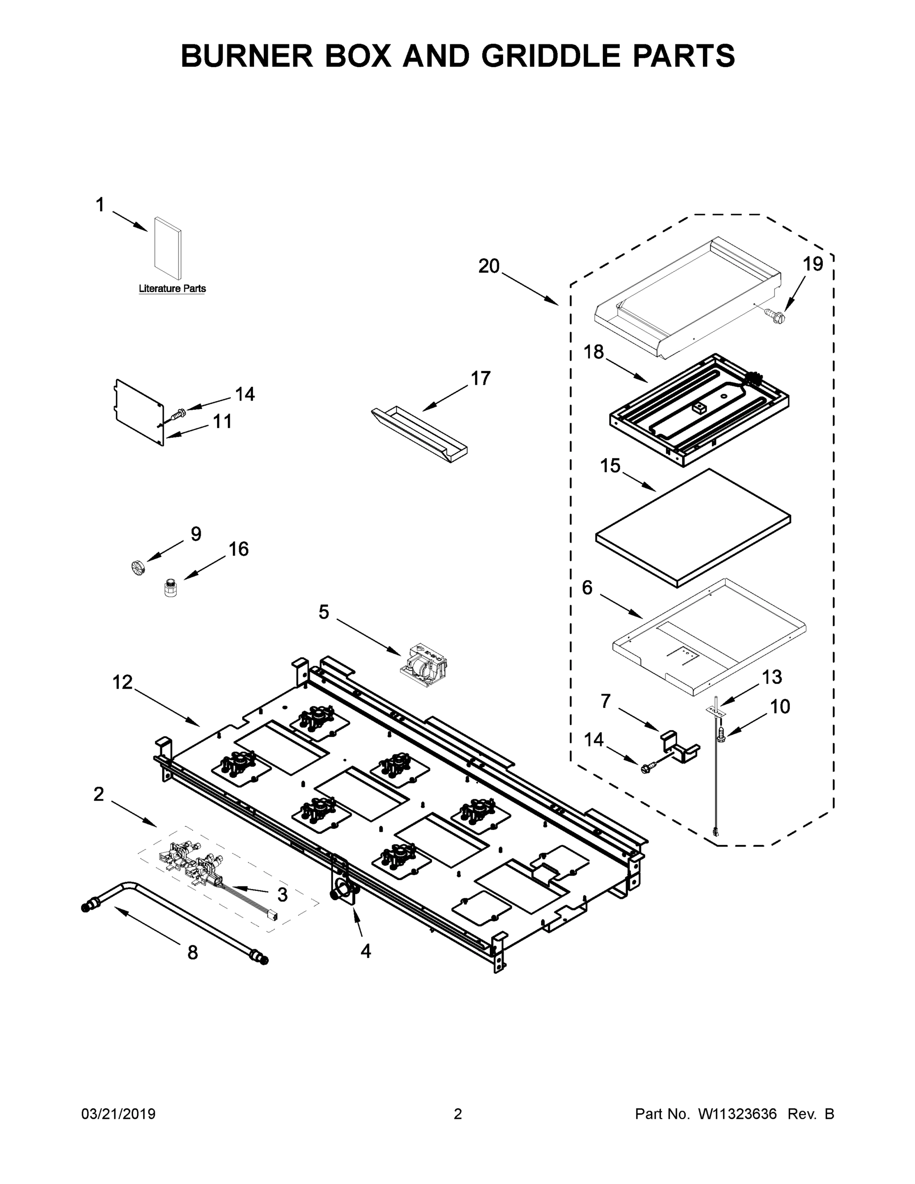 02 - BURNER BOX AND GRIDDLE PARTS