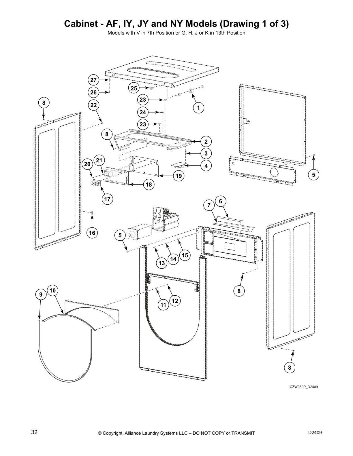 Cabinet - AF, IY, JY and NY Models (Drawing 1 of 3)