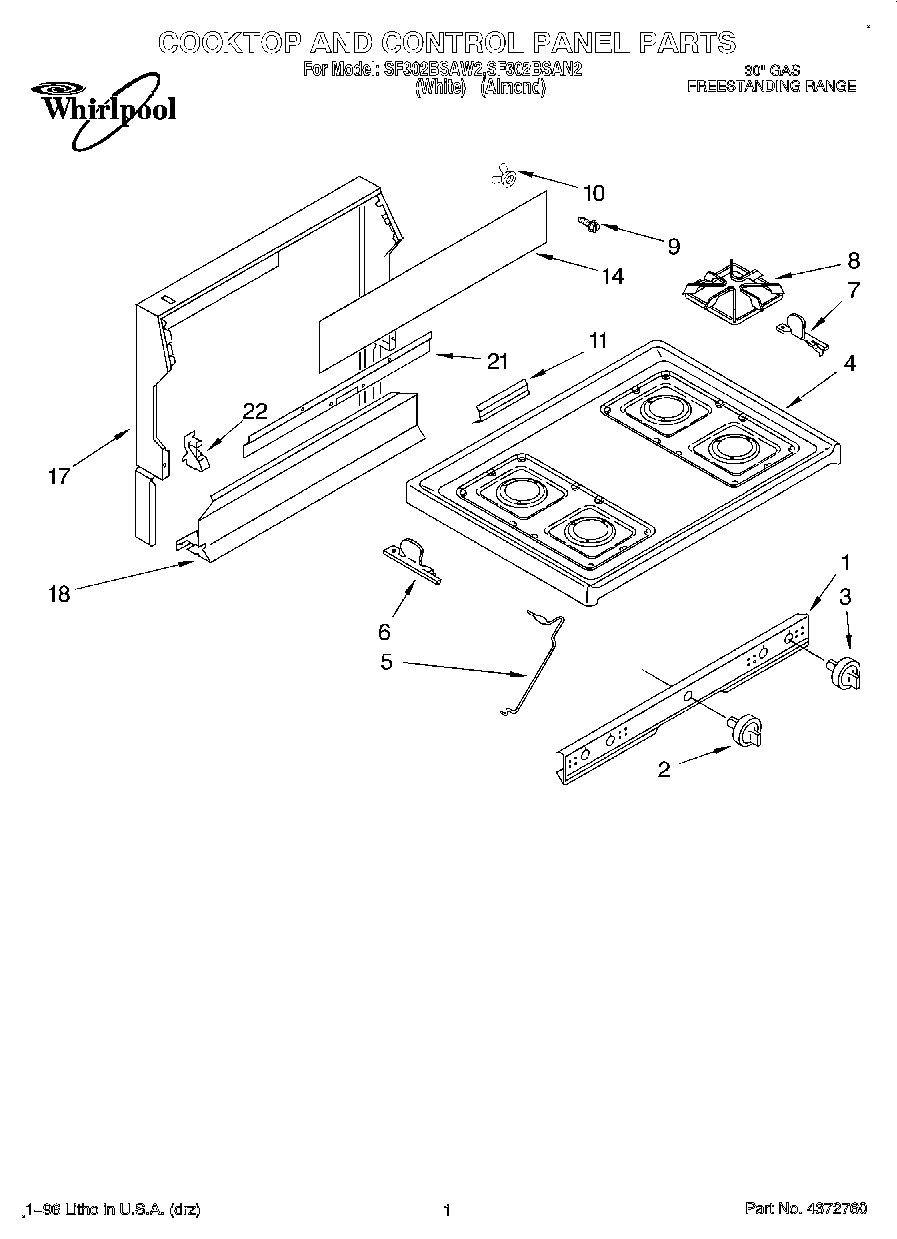 01 - COOKTOP AND CONTROL PANEL, LITERATURE
