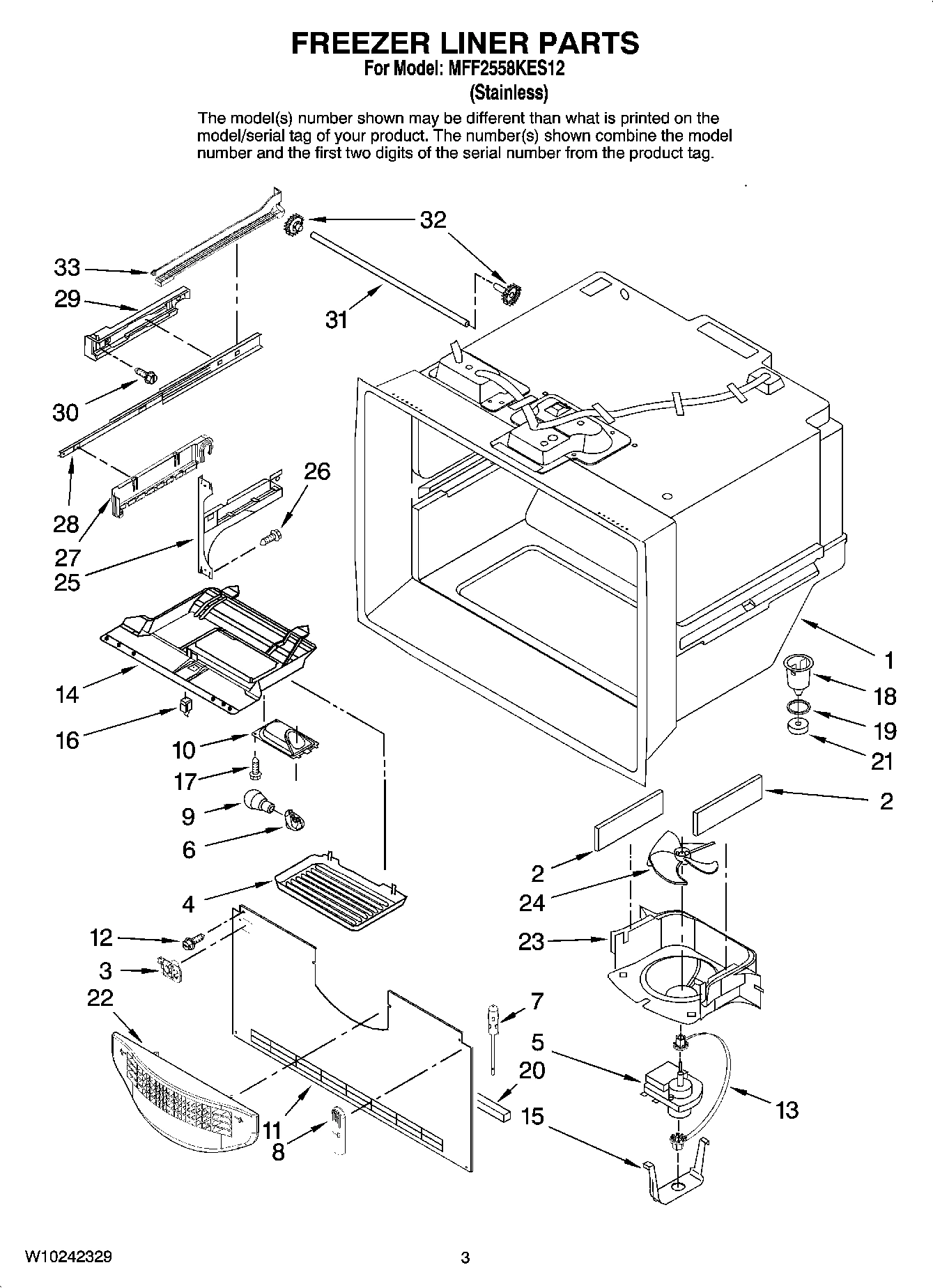 02 - FREEZER LINER PARTS