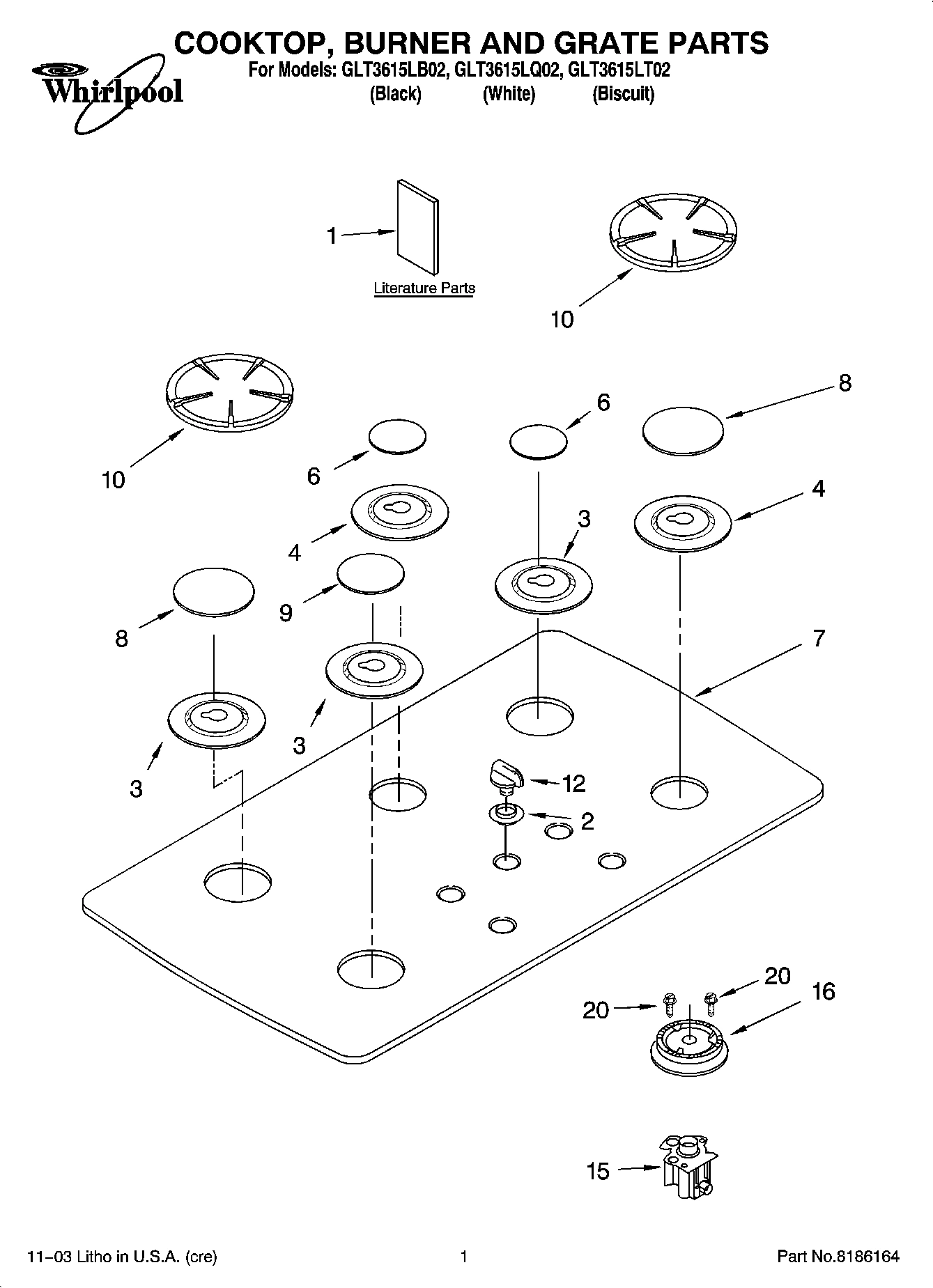 01 - COOKTOP, BURNER AND GRATE PARTS