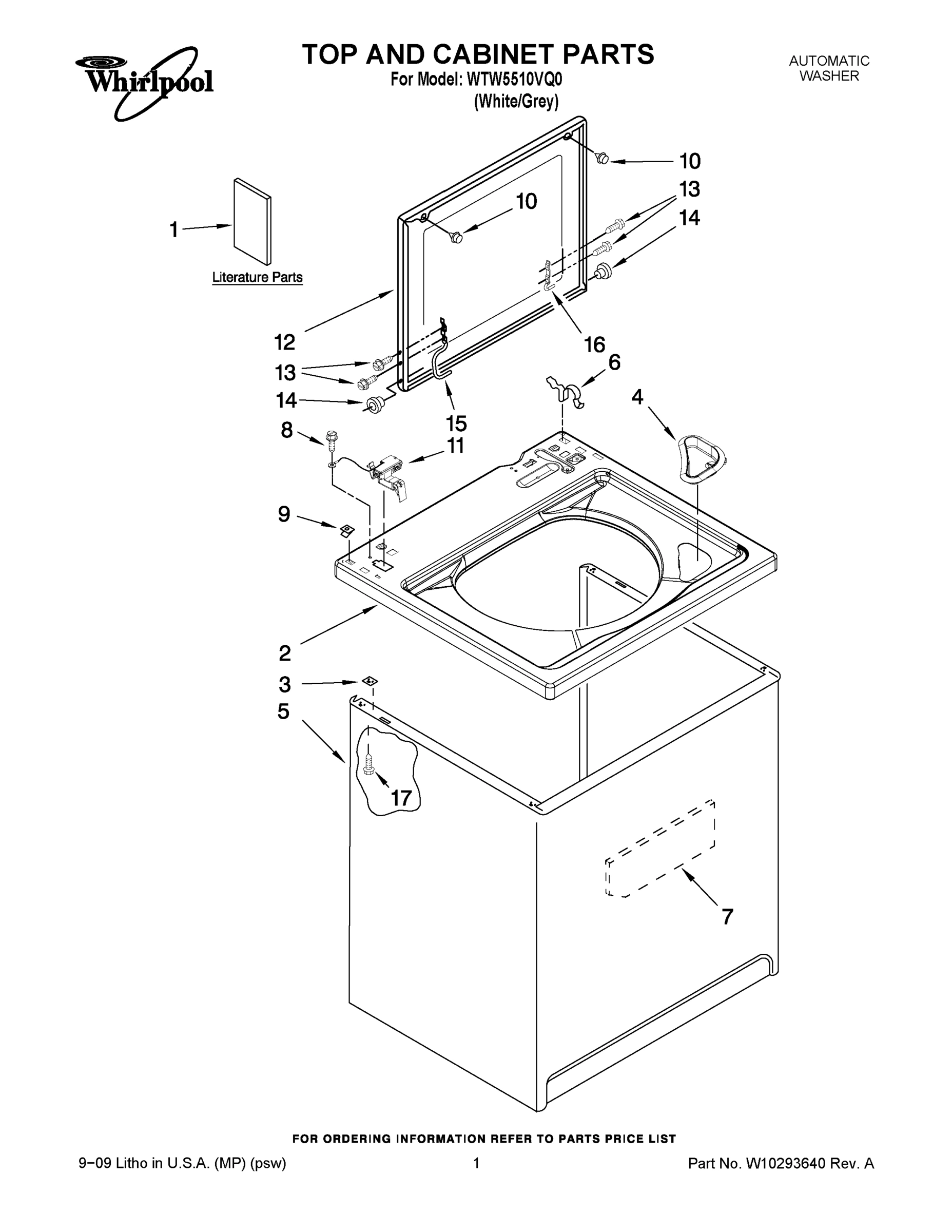 01 - TOP AND CABINET PARTS