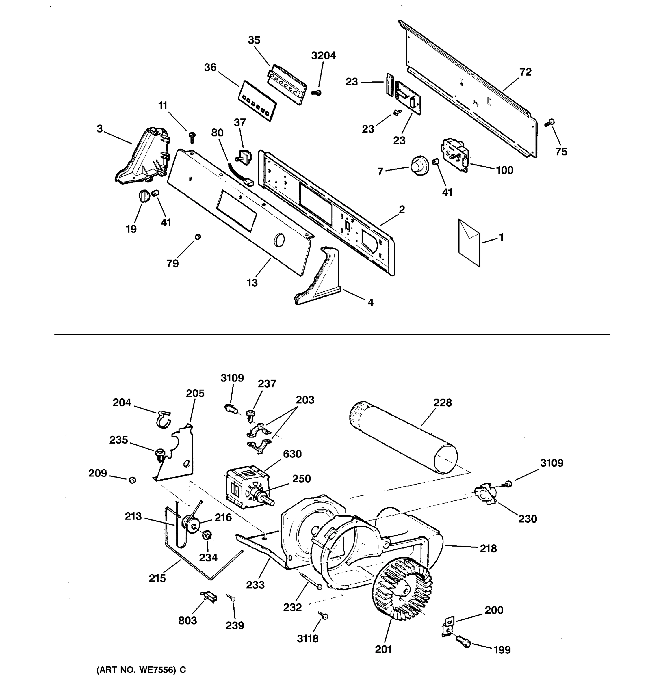 BACKSPLASH, BLOWER & MOTOR