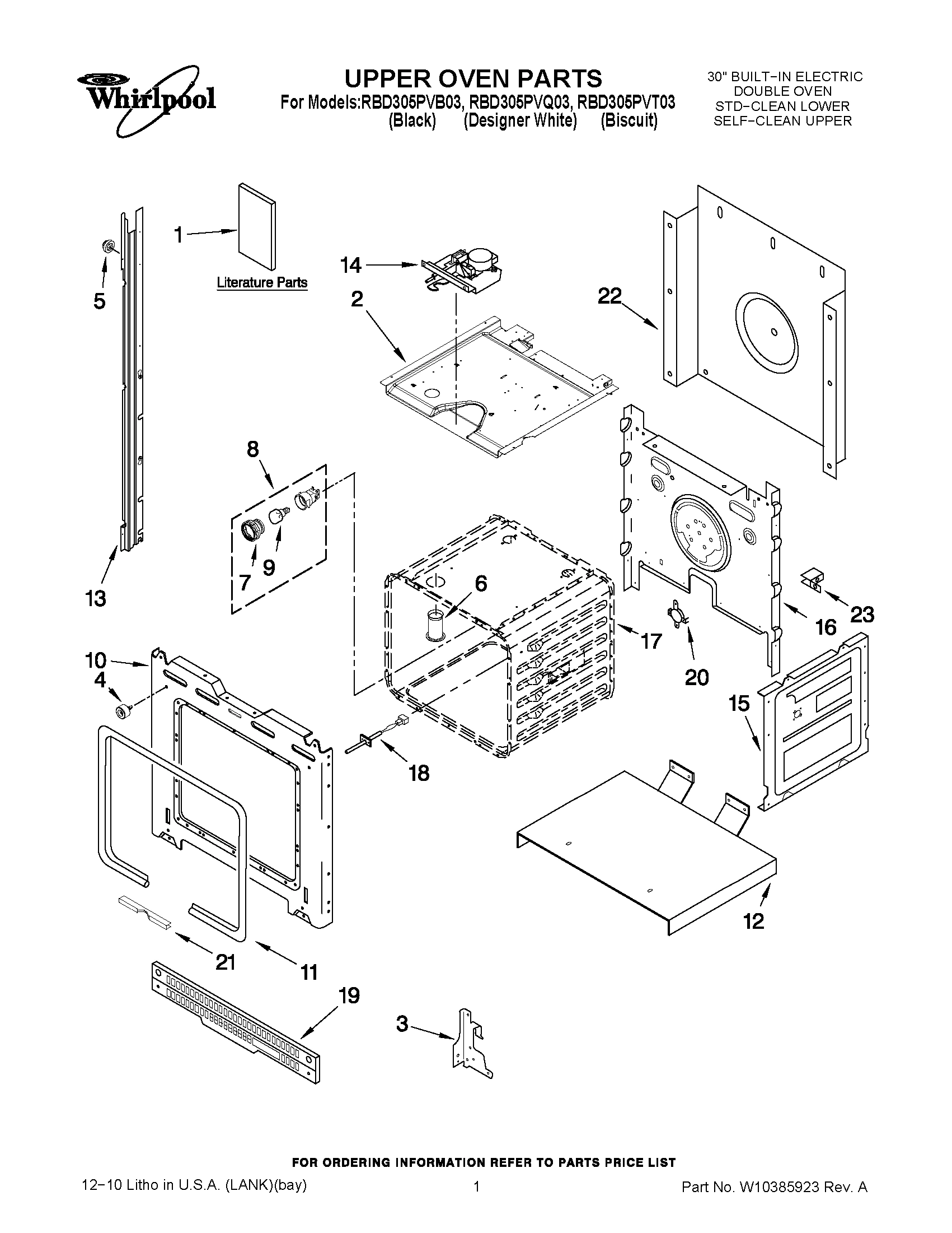 01 - UPPER OVEN PARTS