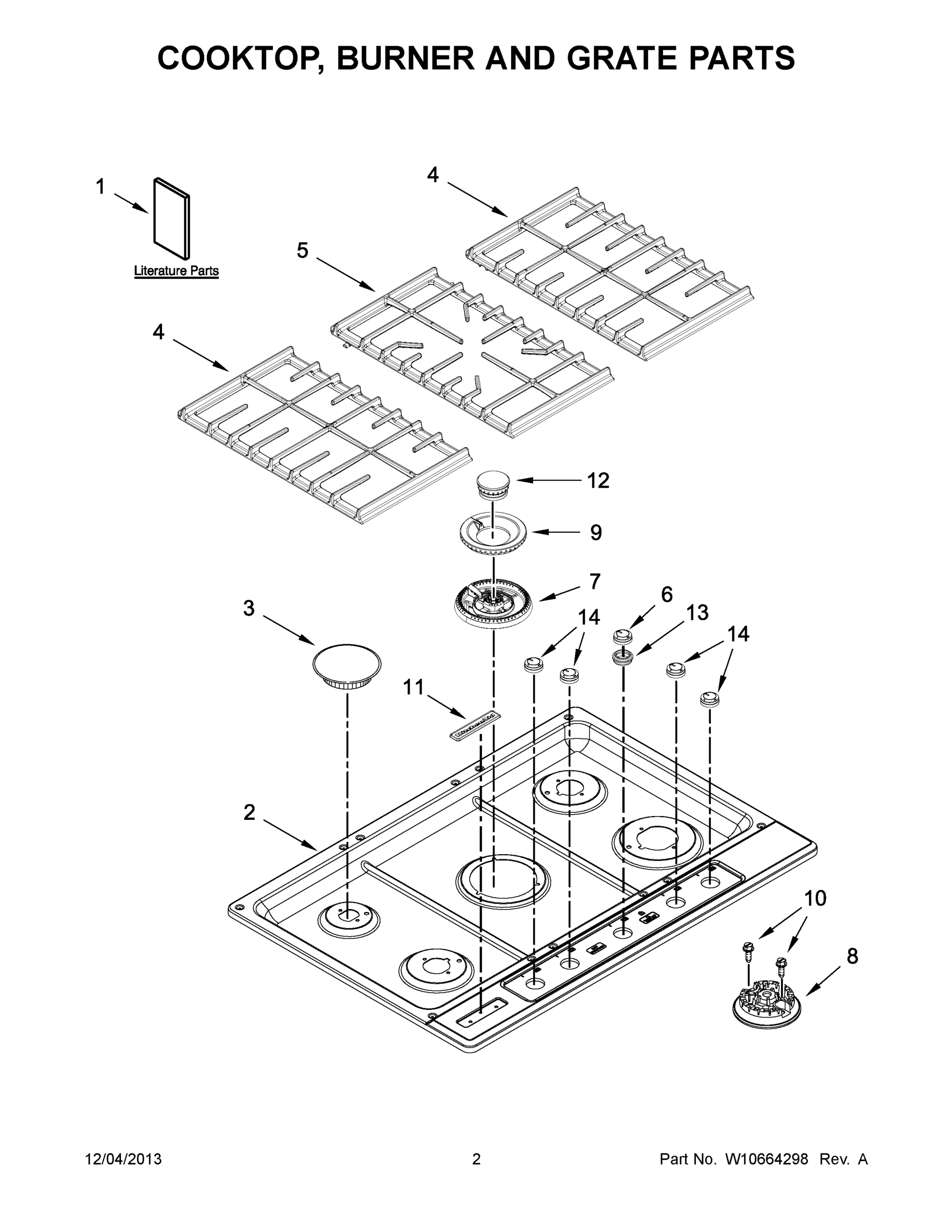 02 - COOKTOP, BURNER AND GRATE PARTS