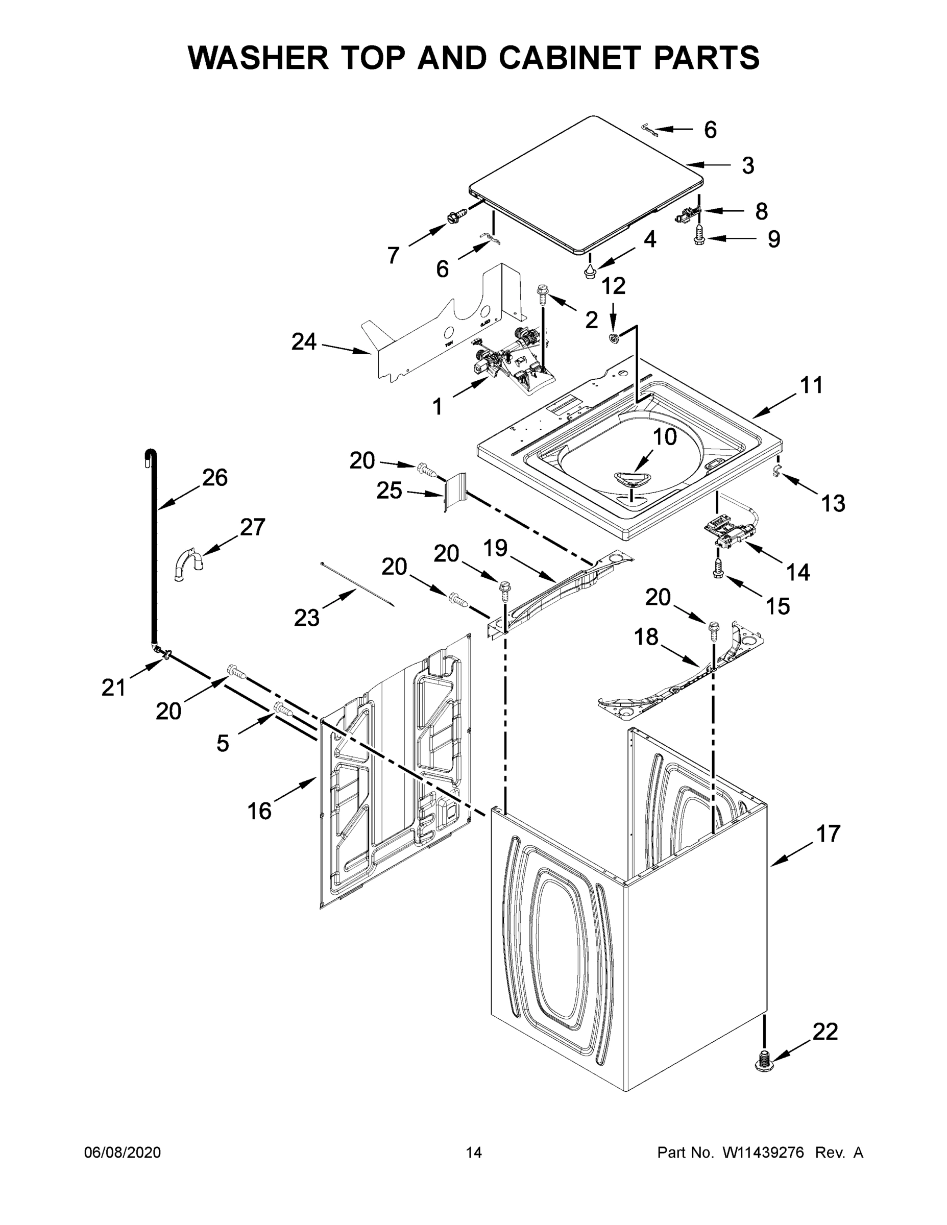 08 - WASHER TOP AND CABINET PARTS