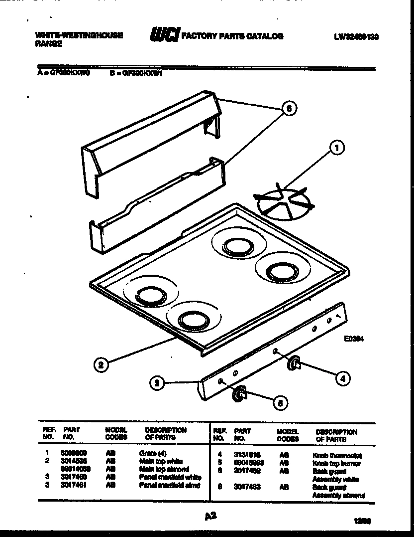 02 - BACKGUARD AND COOKTOP PARTS